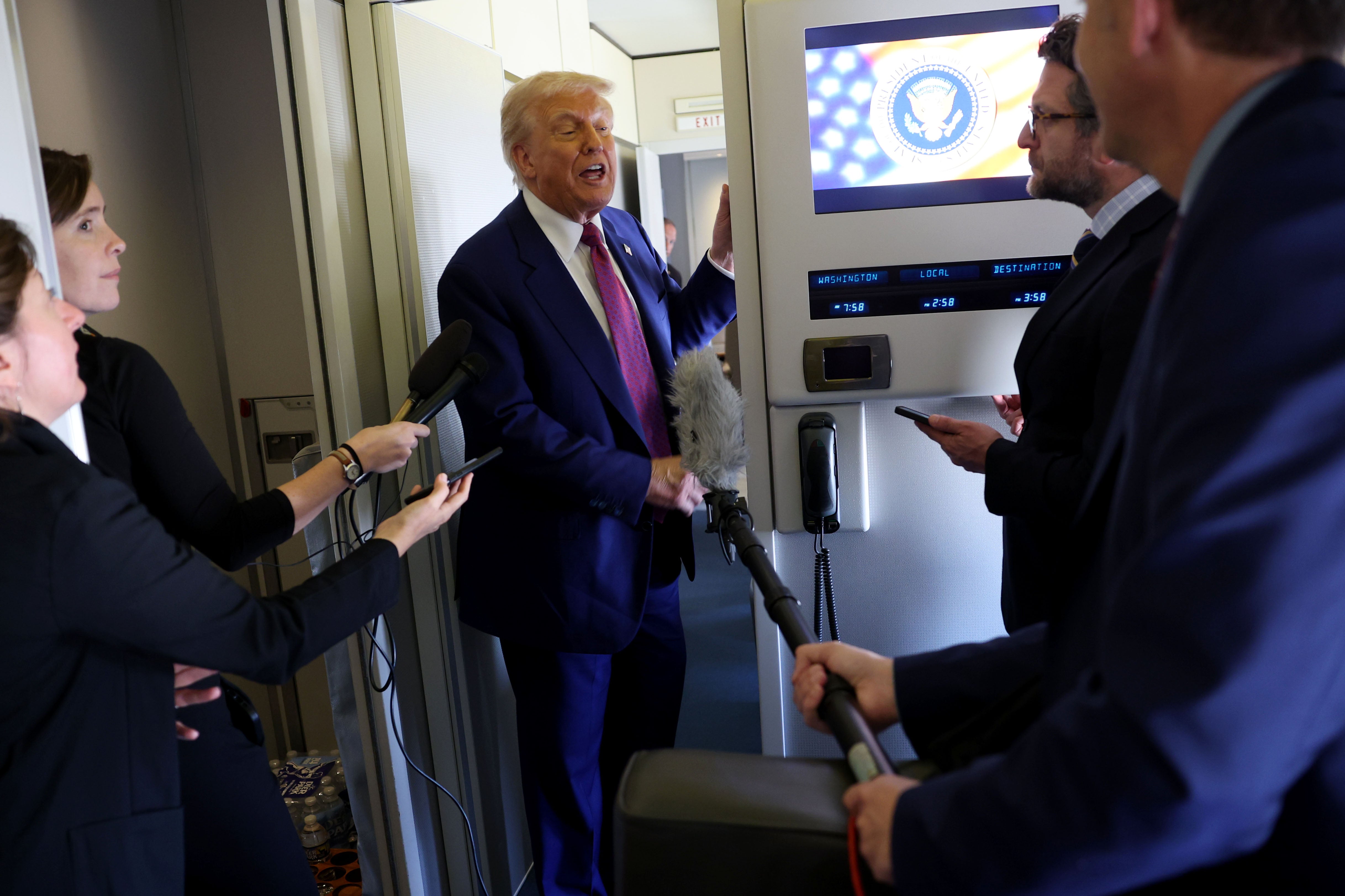 Trump spoke to reporters about the possibility of a third term while on Air Force One Monday, saying he would “love to do it.”