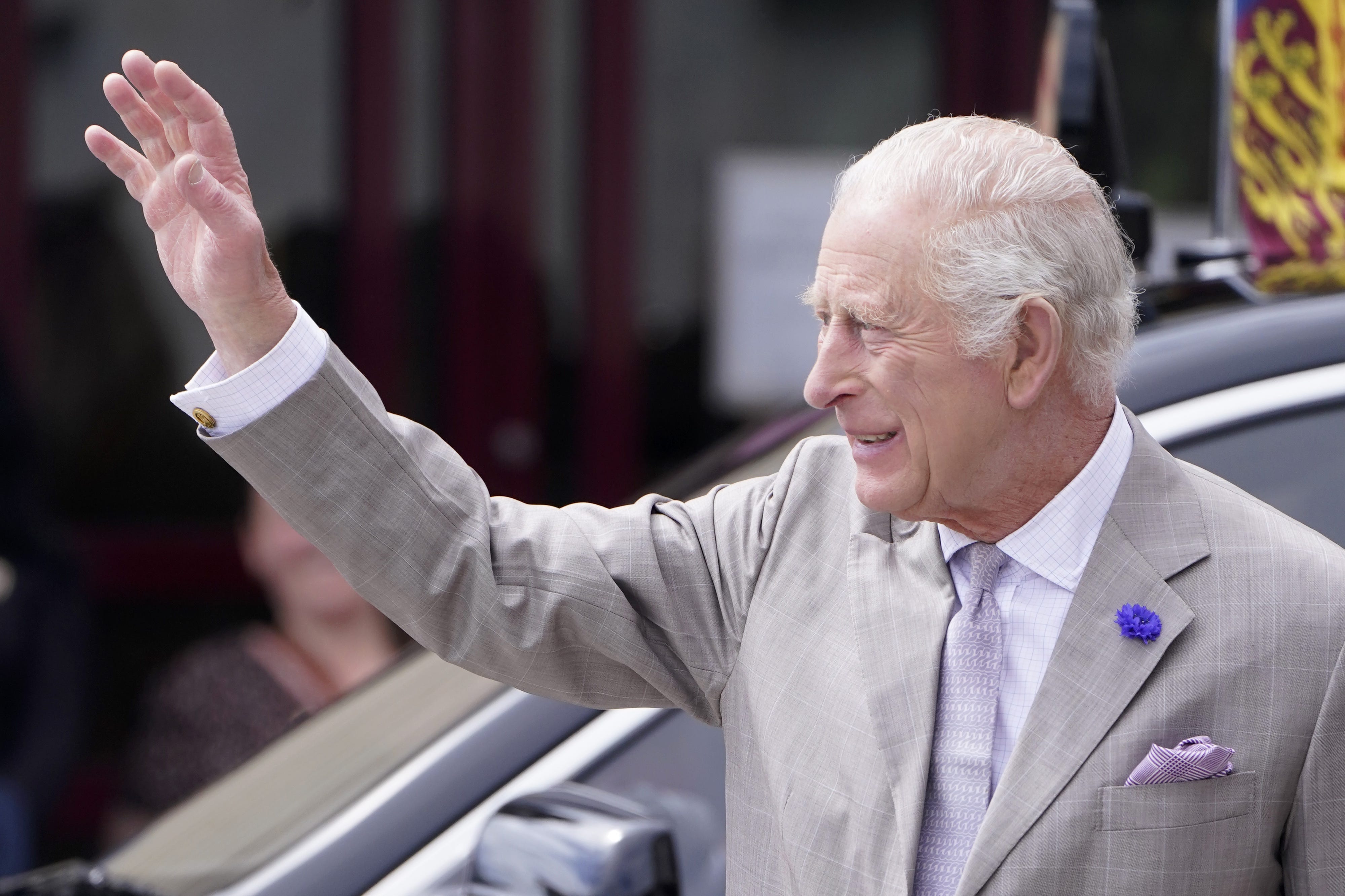 The King arrives at Bradford Live in Bradford, West Yorkshire (Danny Lawson/PA)