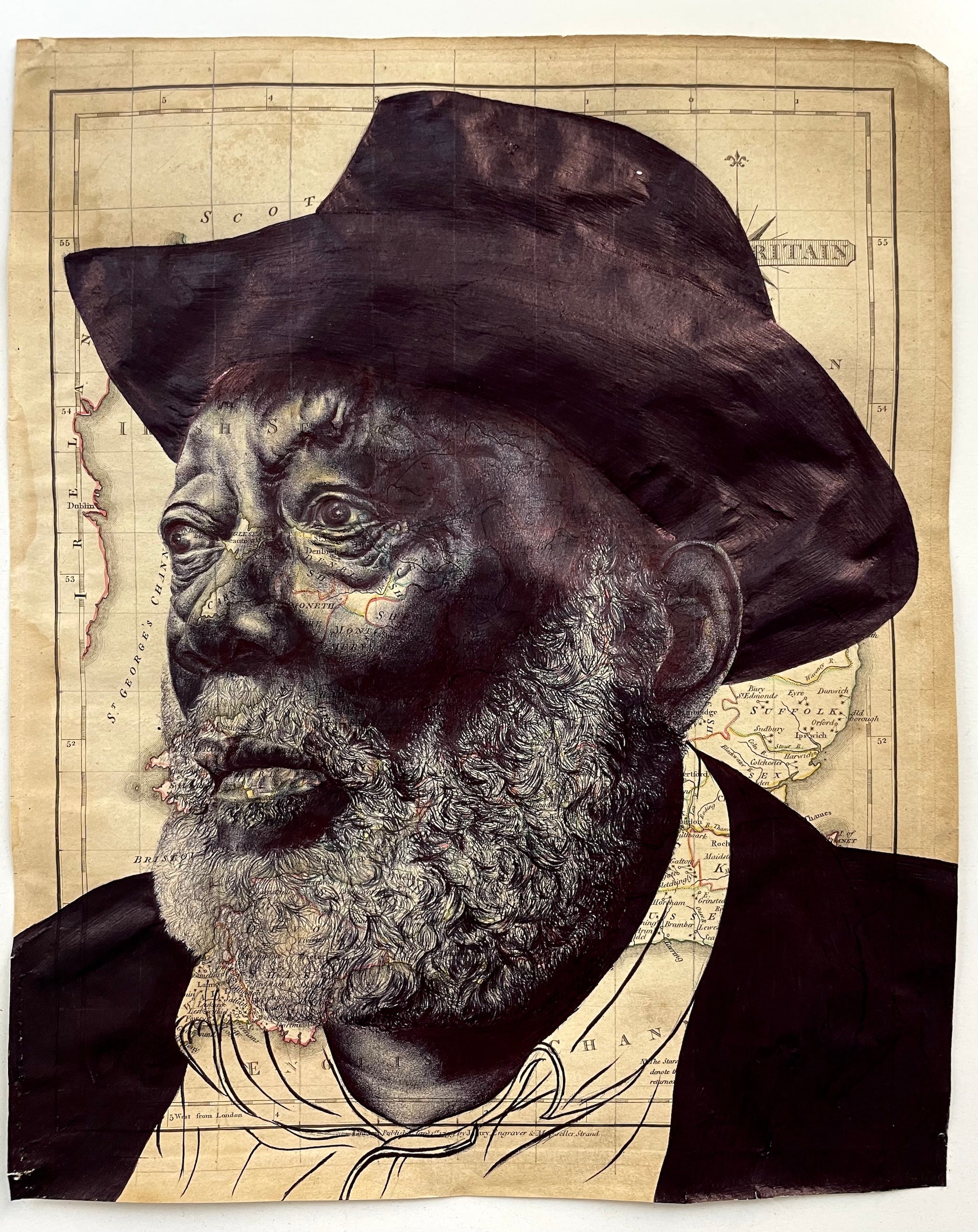 Habib Hajallie’s ‘Sir Frank Bowling’ (2023), ballpoint pen on paper