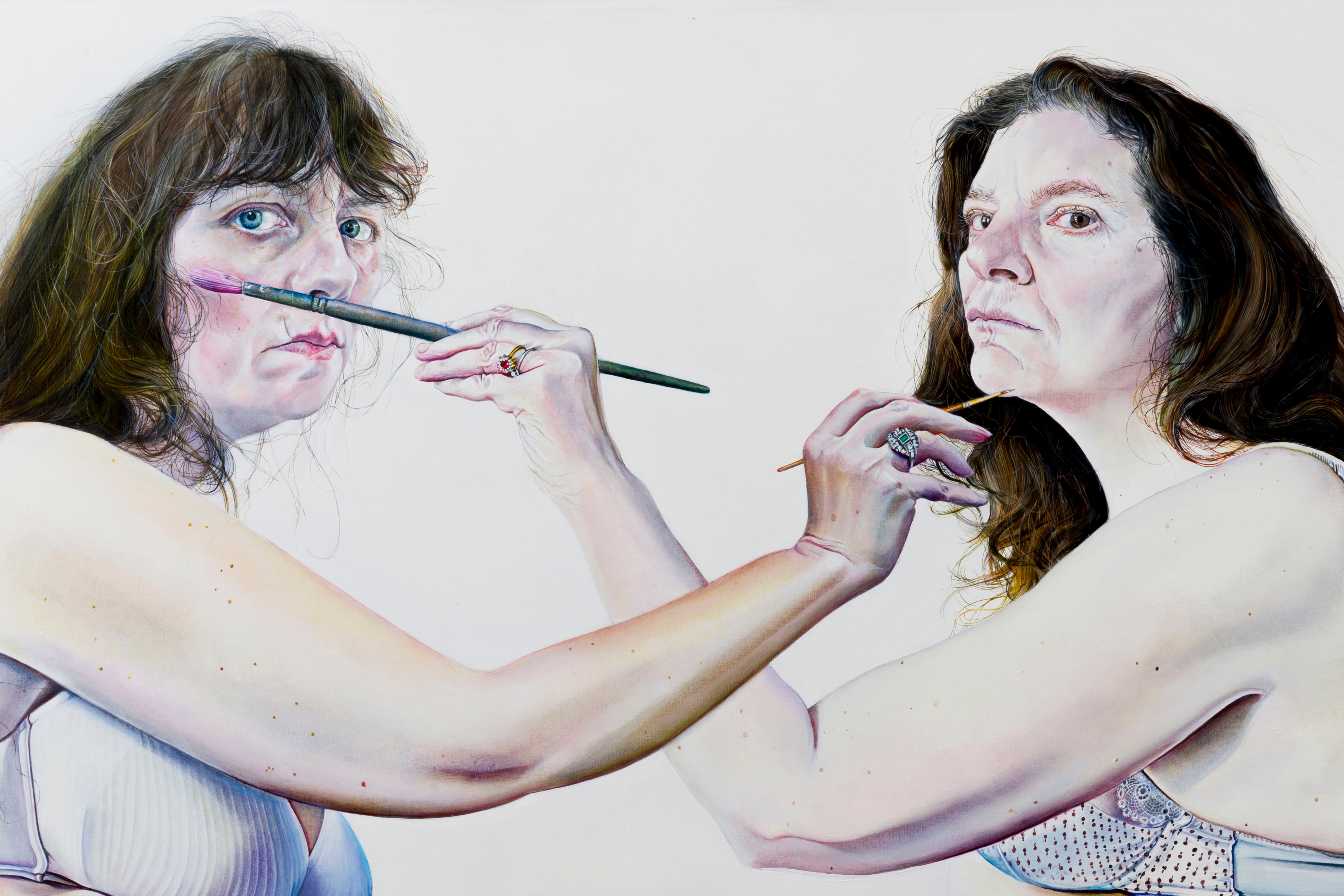 Seeing double: Ishbel Myerscough’s ‘Two Painters’ (2025), of the artist (left) with longtime friend and fellow artist Chantal Joffe