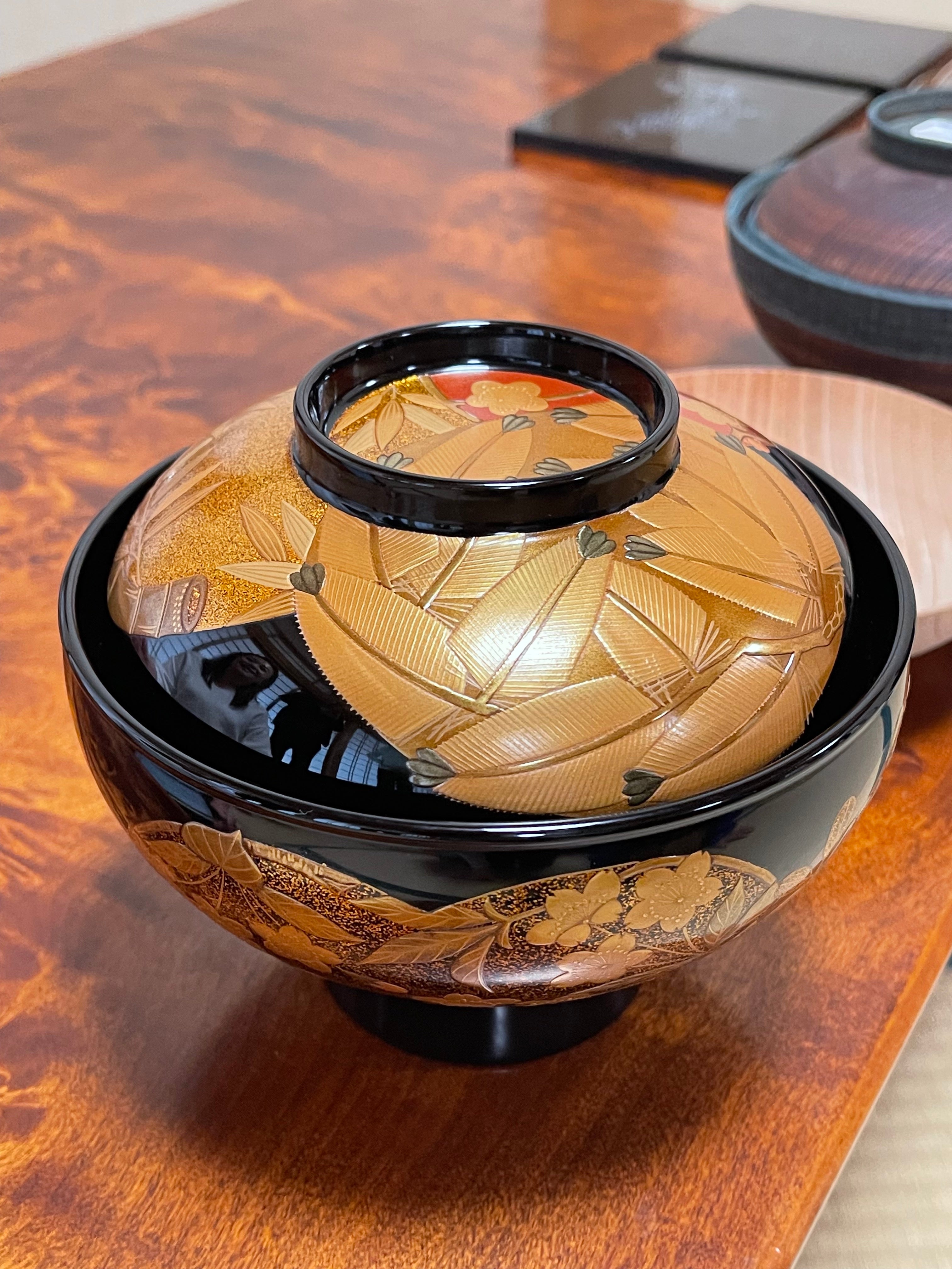 This wajima-nuri lacquerware bowl by artisan Hiroyuki Ebata took three months to decorate