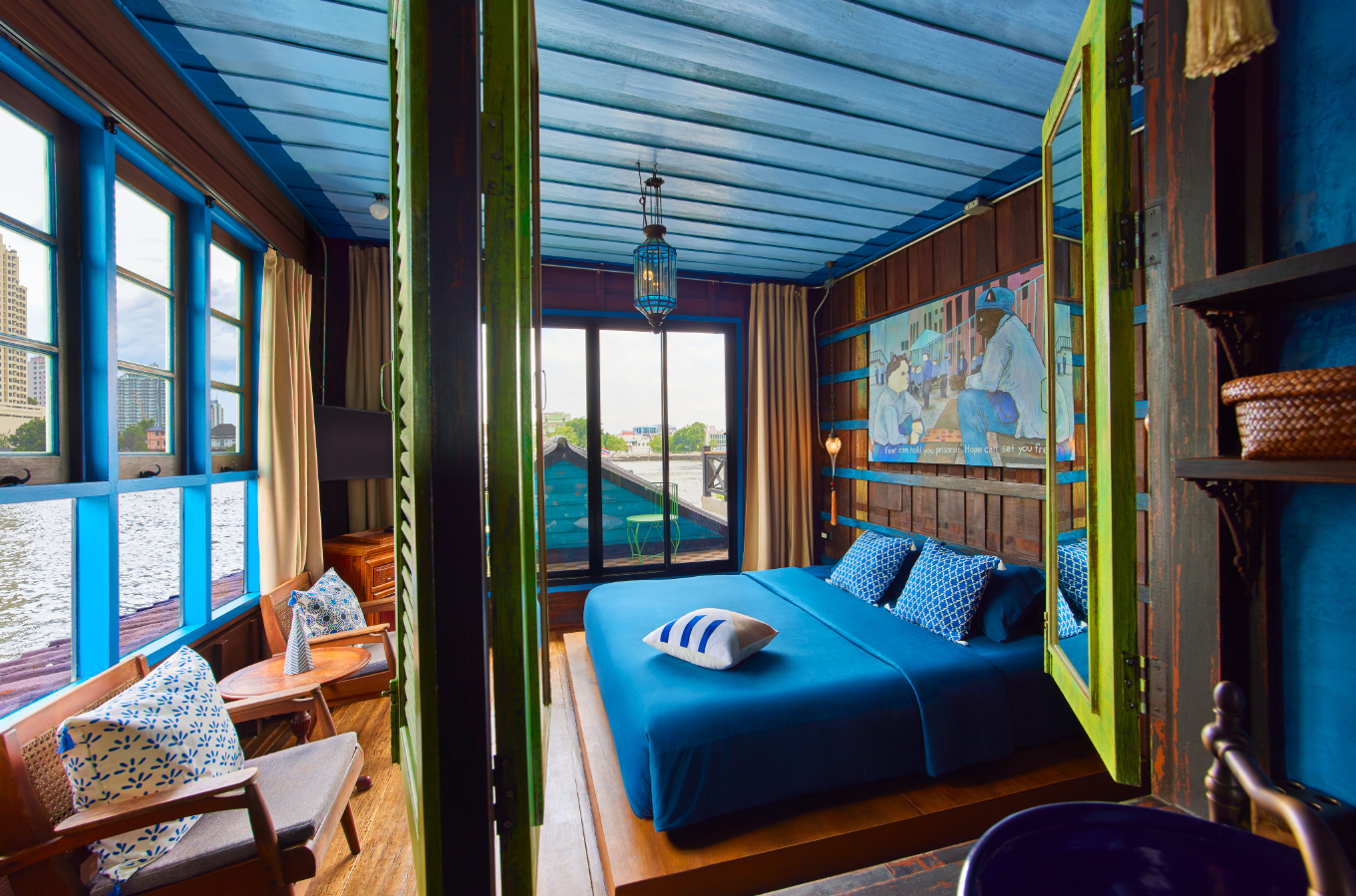 Hand-painted murals decorate the walls at Loy La Long