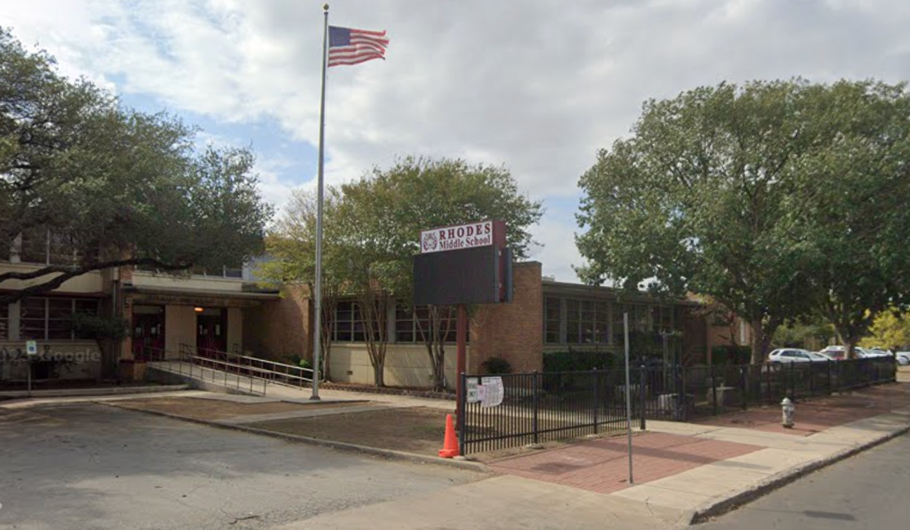 Pardo's son was detained off campus Monday, according to the Rhodes Middle School principal