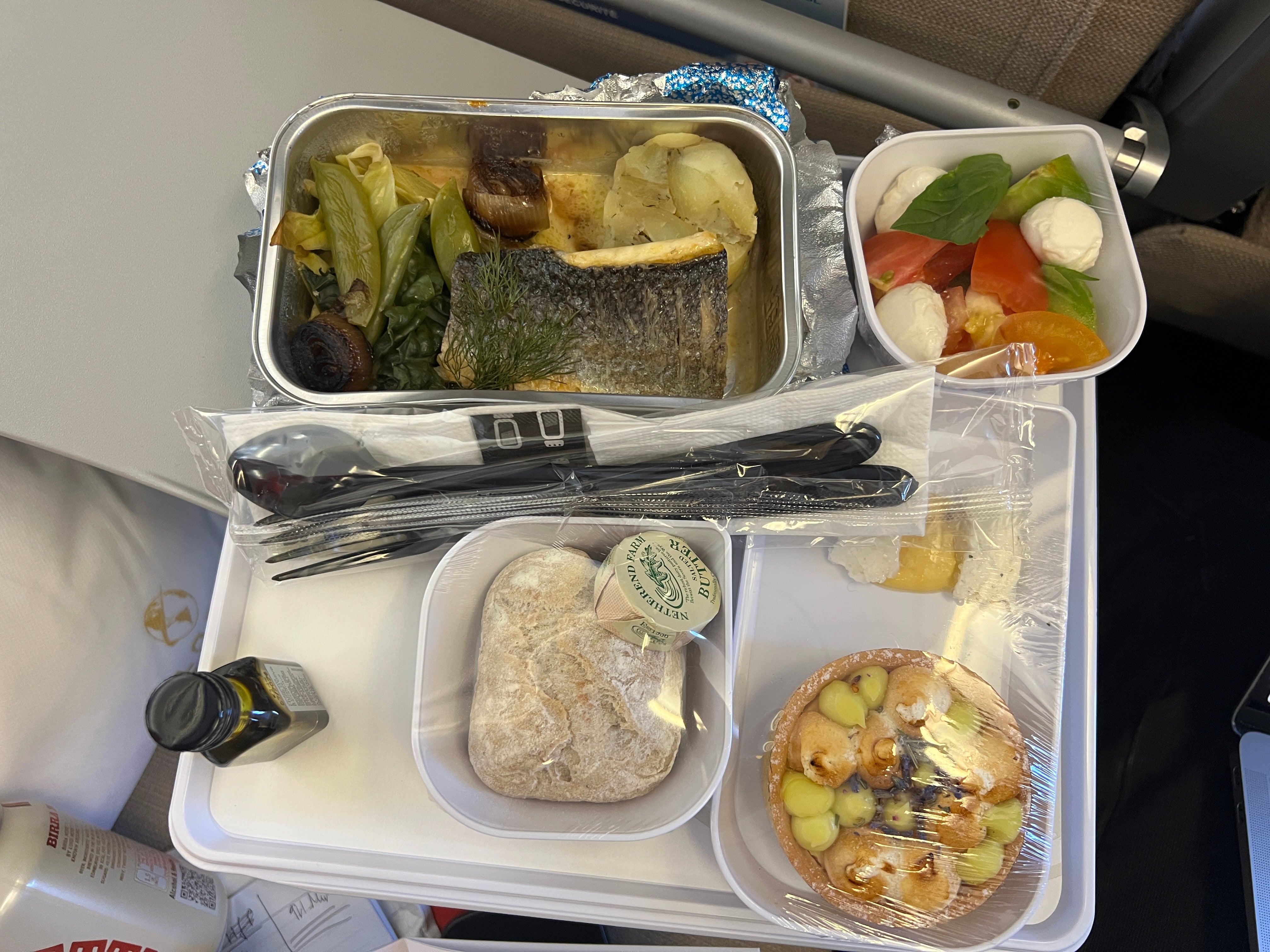 Hunger games: the first of my three inflight lunches, this one with sea bass