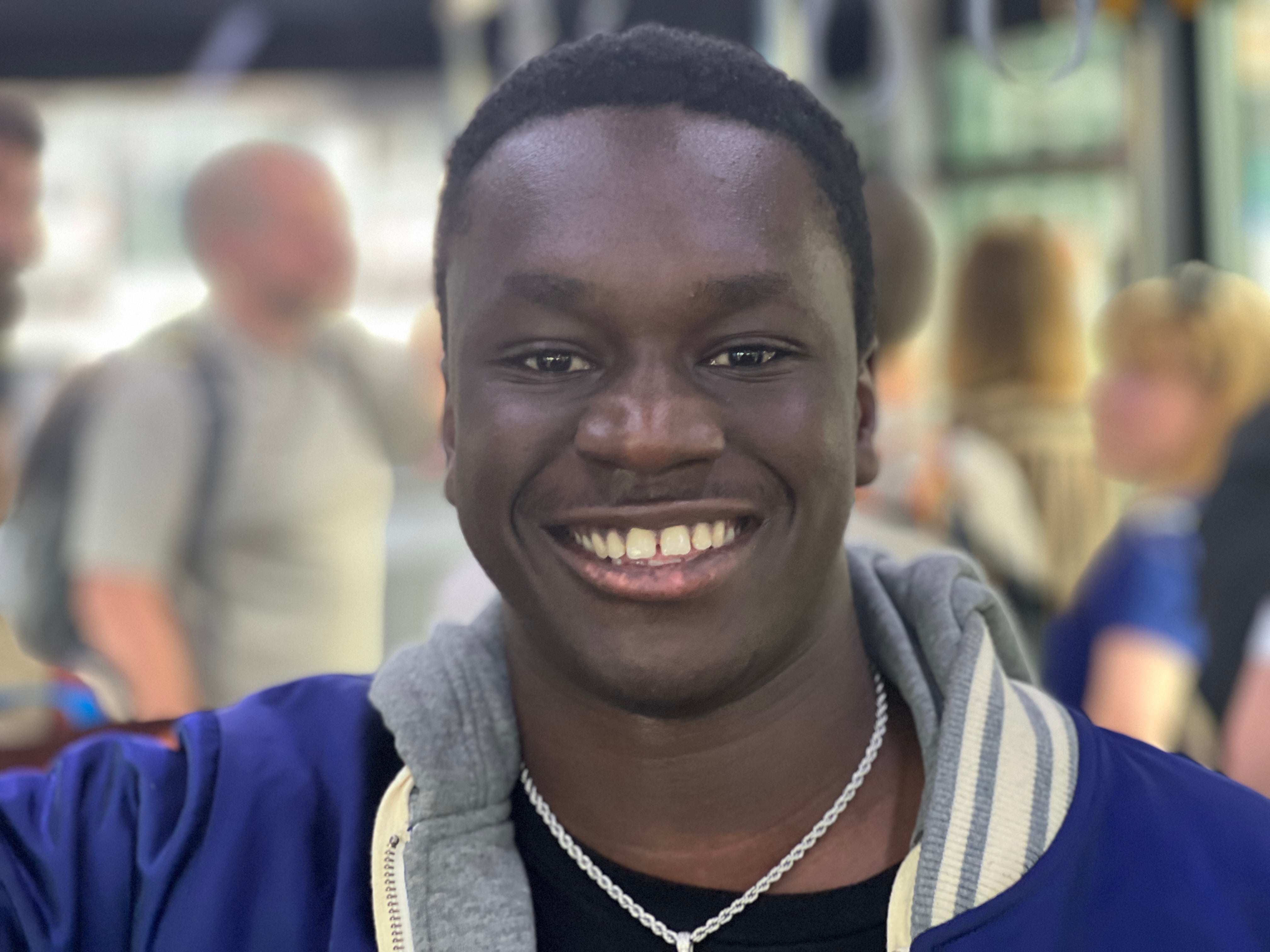 Pilot's view: Student pilot Julius Kabengo on the bus to Terminal 4 at JFK airport