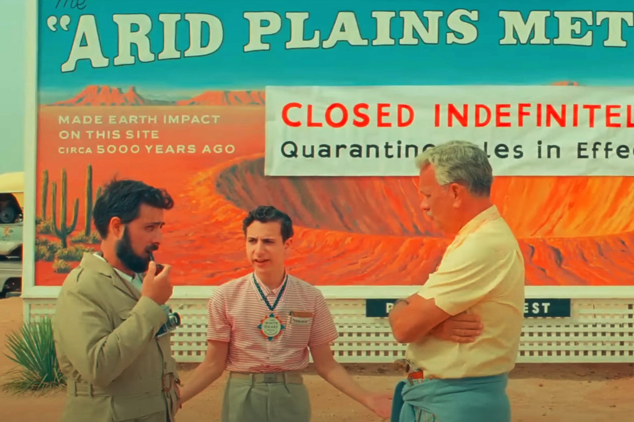 Jason Schwartzman, Jake Ryan and Tom Hanks in ‘Asteroid City’