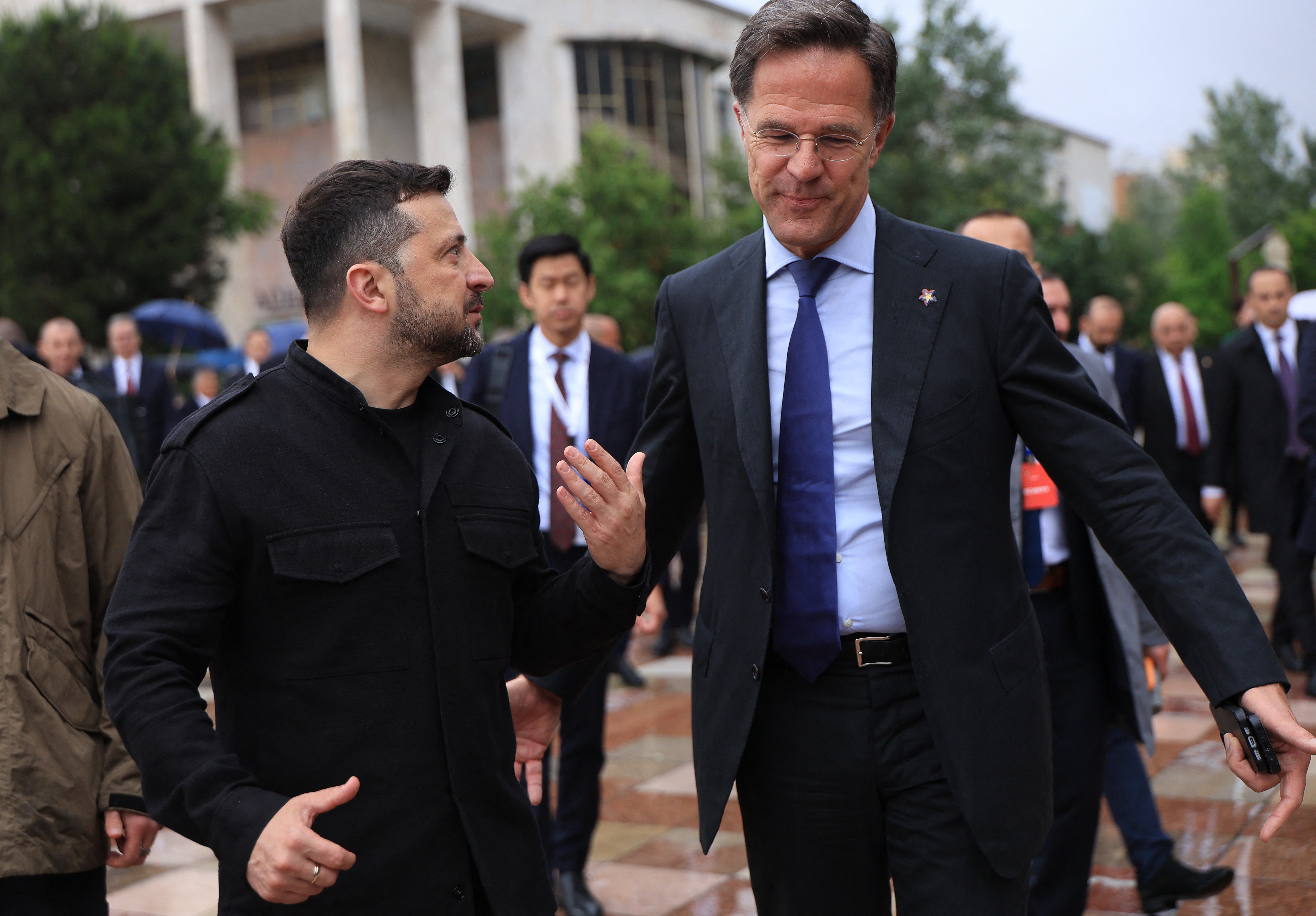 Mark Rutte (right) has indicated that NATO is set to commit to a five percent defense spending goal for members