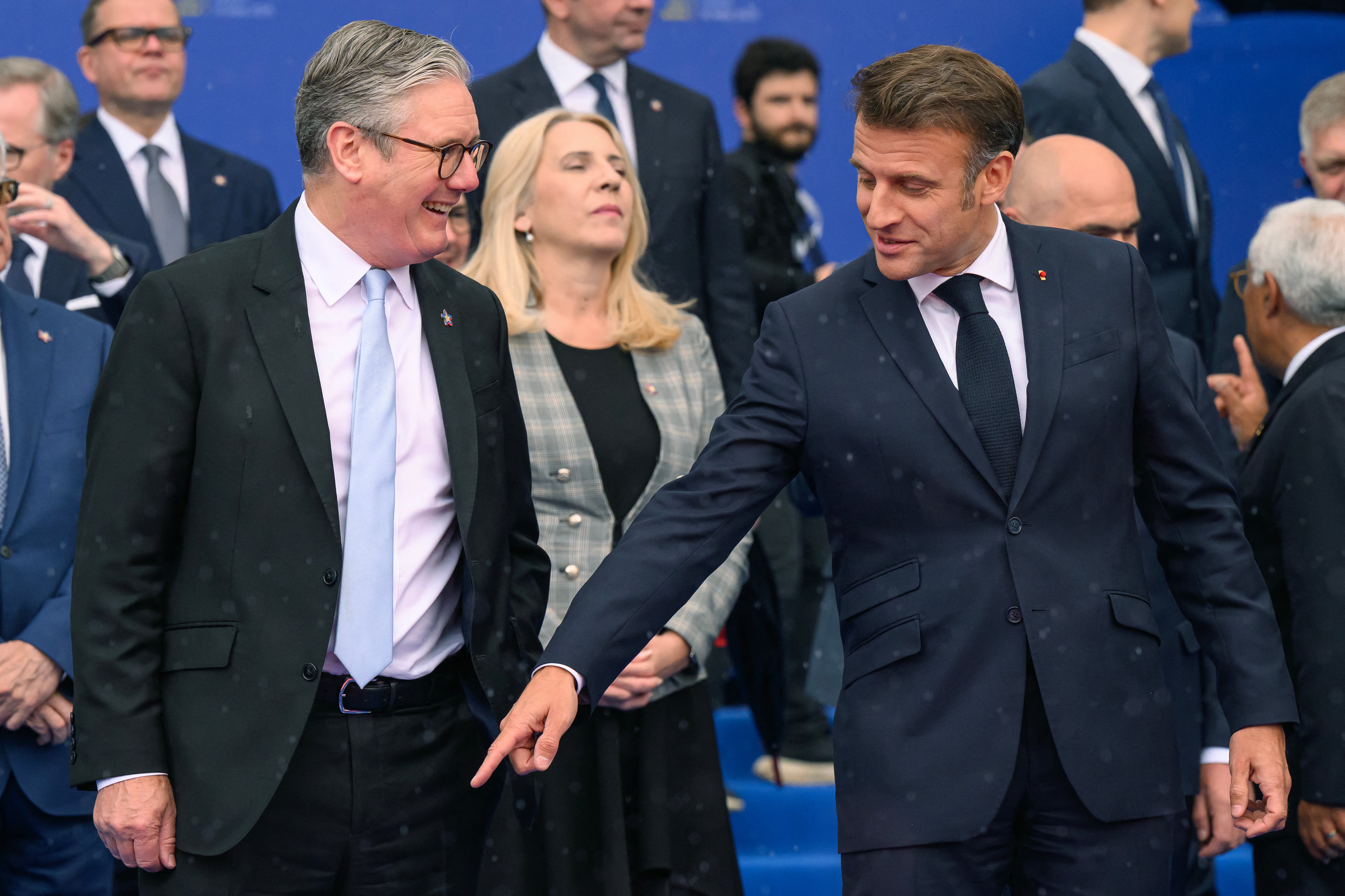 Sir Keir Starmer with Emmanuel Macron in Albania