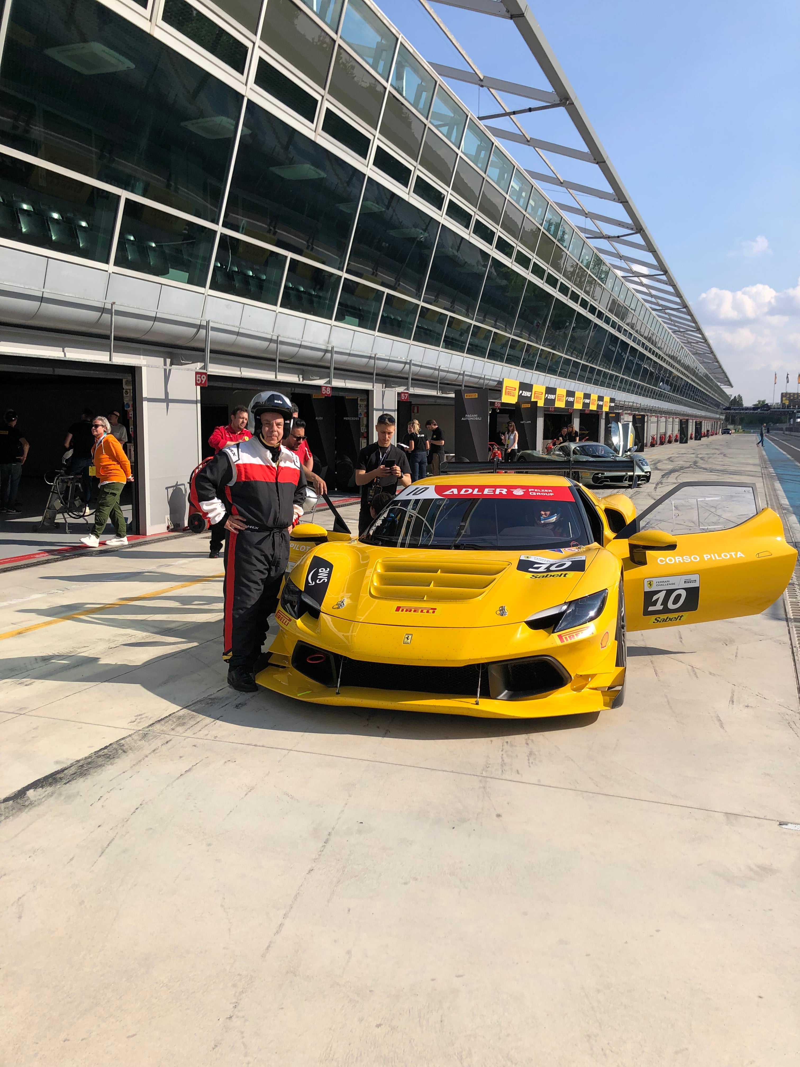 Happy wheels: Sean tries out a Ferrari for size