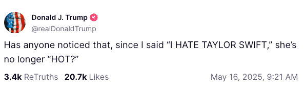 Donald Trump takes another crack at Taylor Swift