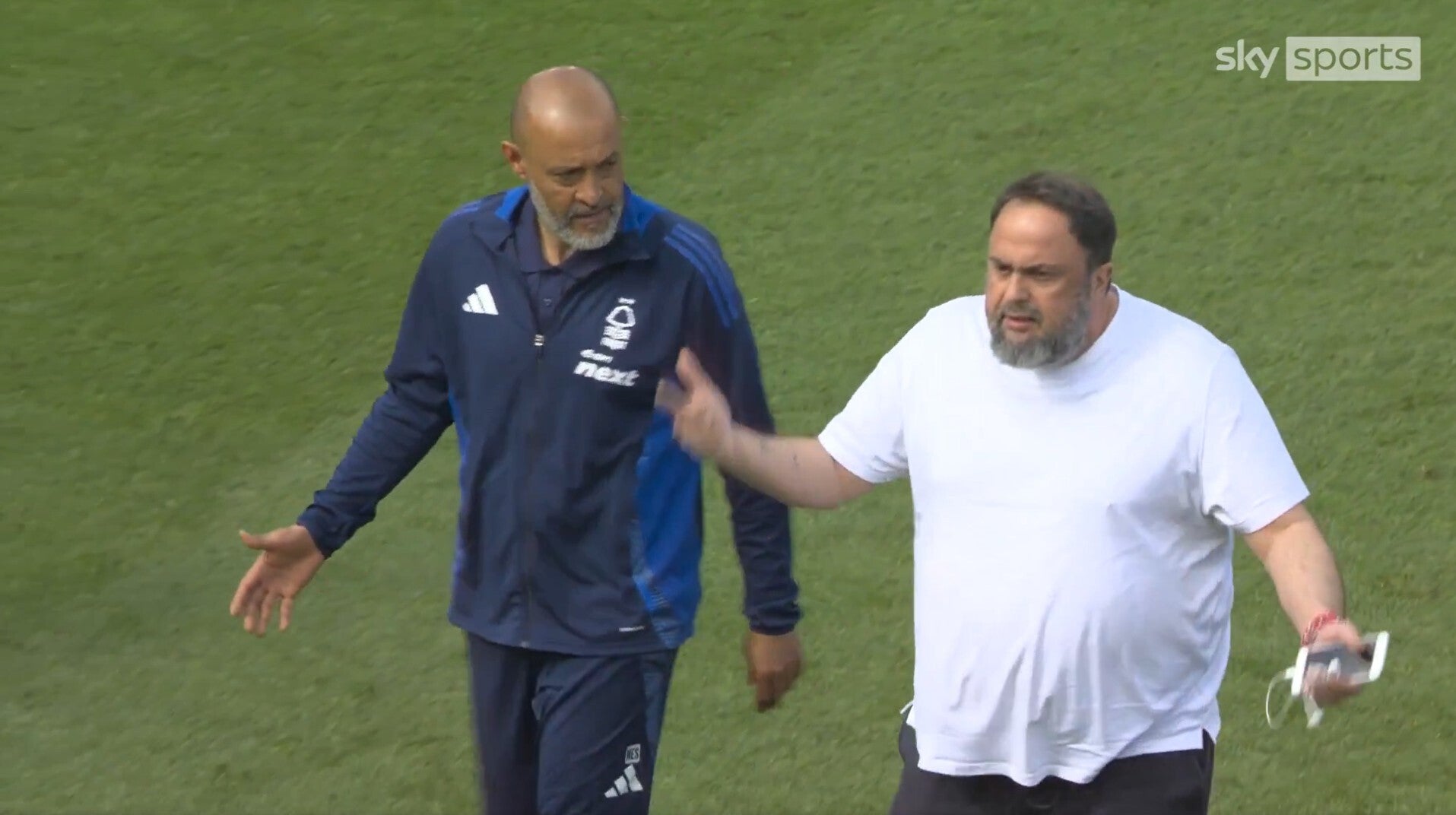 Evangelos Marinakis confronted Nuno Espirito Santo at full-time (Sky Sports/X/PA Wire)