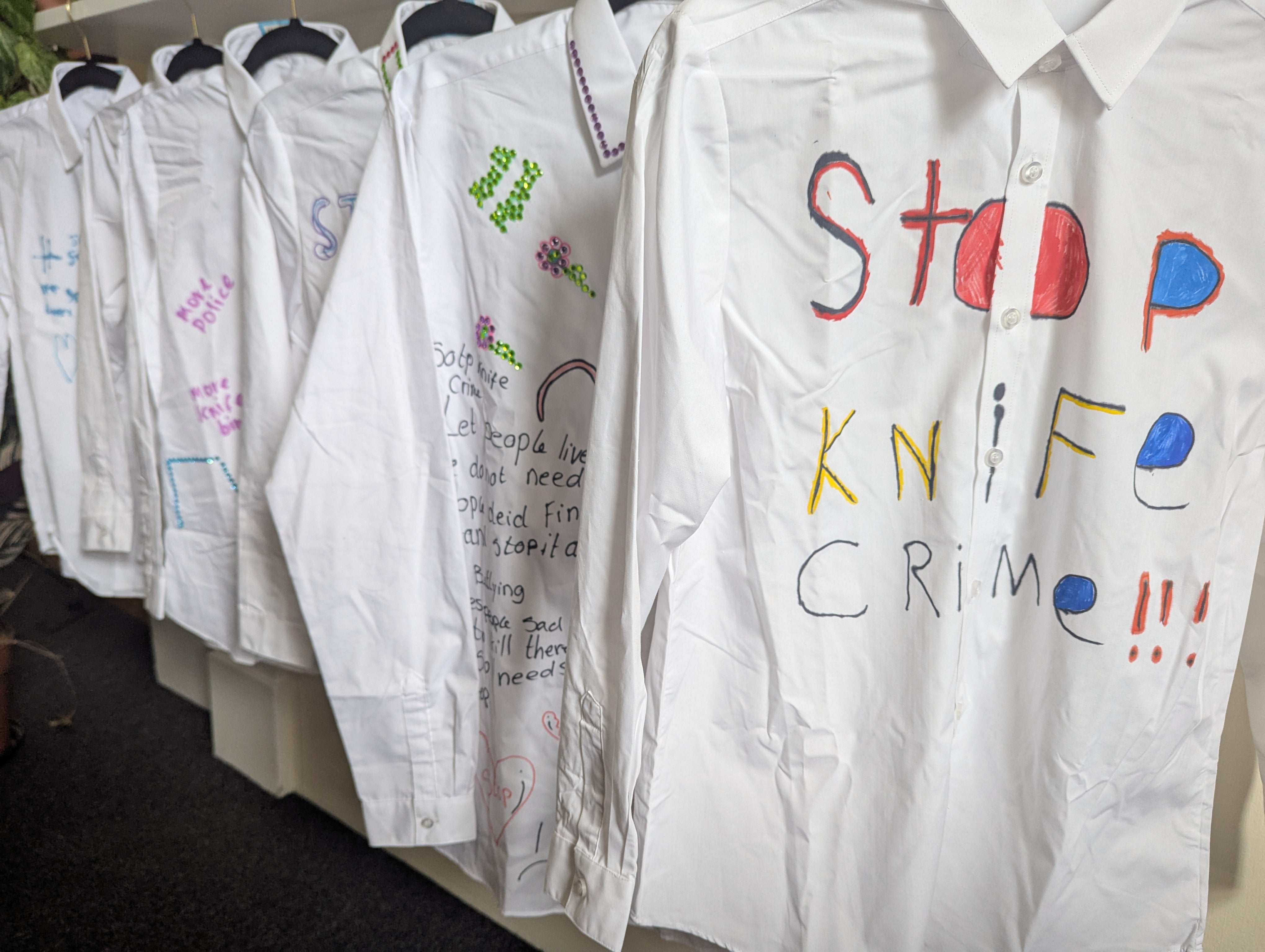 Decorated school shirts to feature in the exhibition in Bristol to mark National Knife Crime Awareness Week