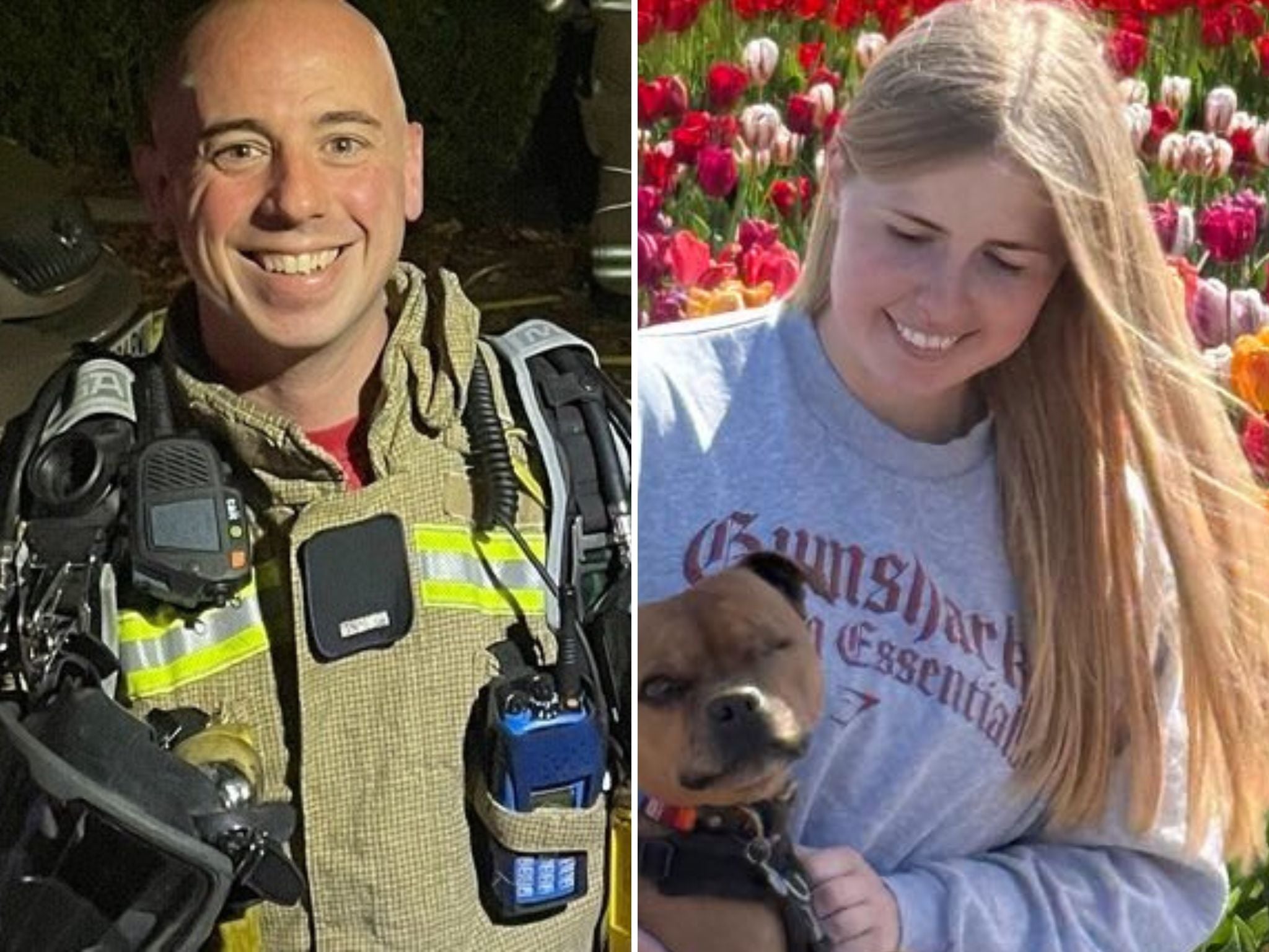Martyn Sadler and Jennie Logan have been named as the two firefighters who died in a blaze at a former RAF base