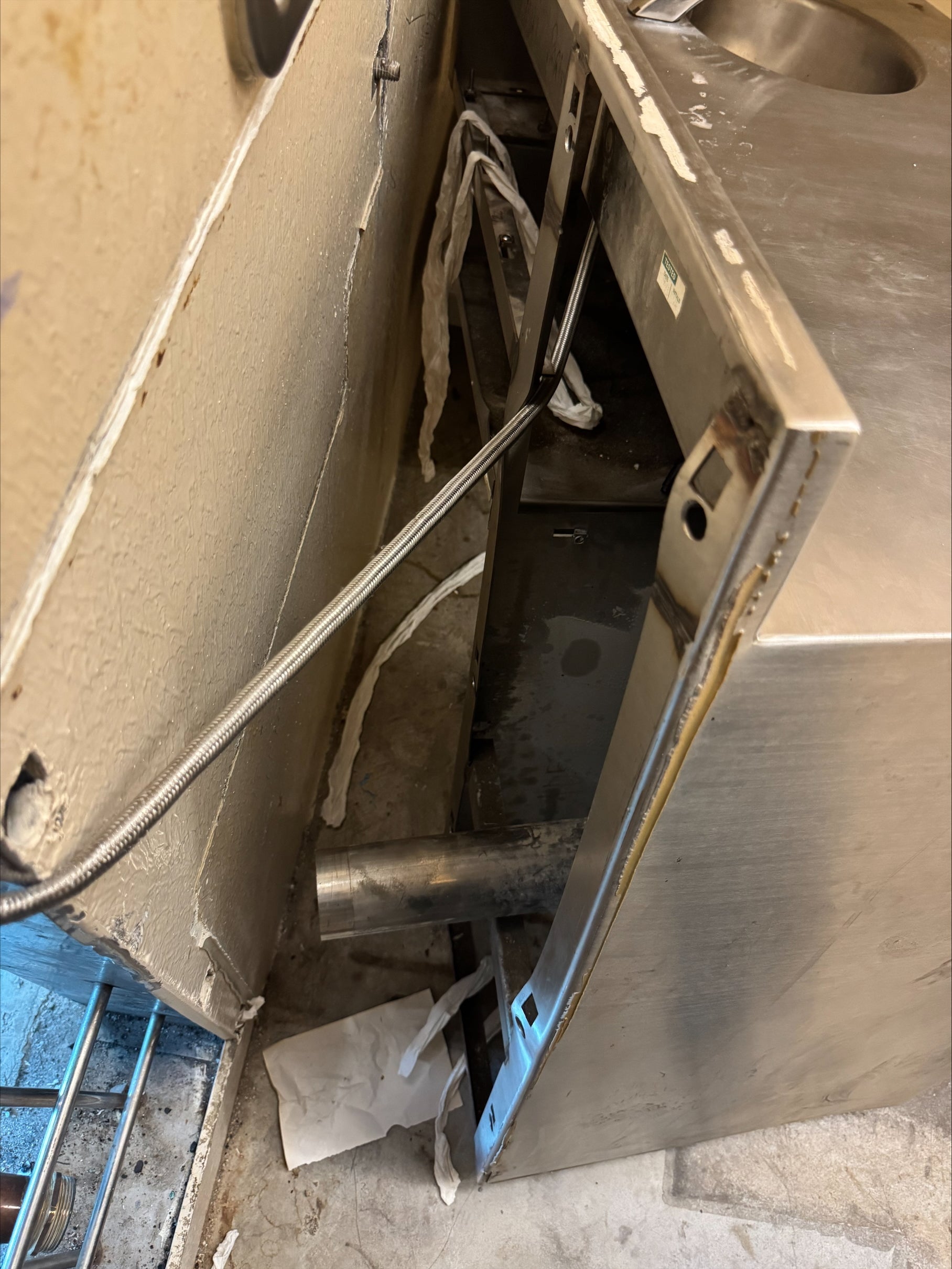 This photo provides a closer look at the toilet removed from a bathroom wall that allowed the inmates to escape
