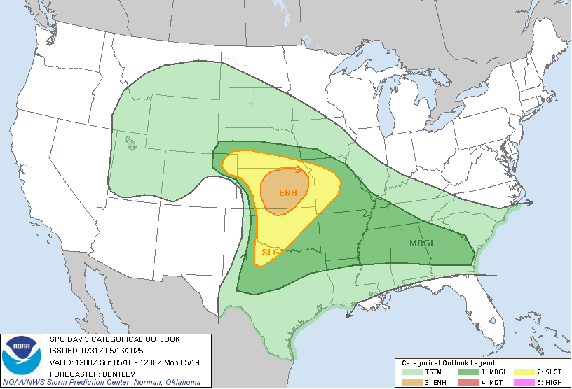 Severe thunderstorm warnings are in place for large swathes of the U.S. Friday