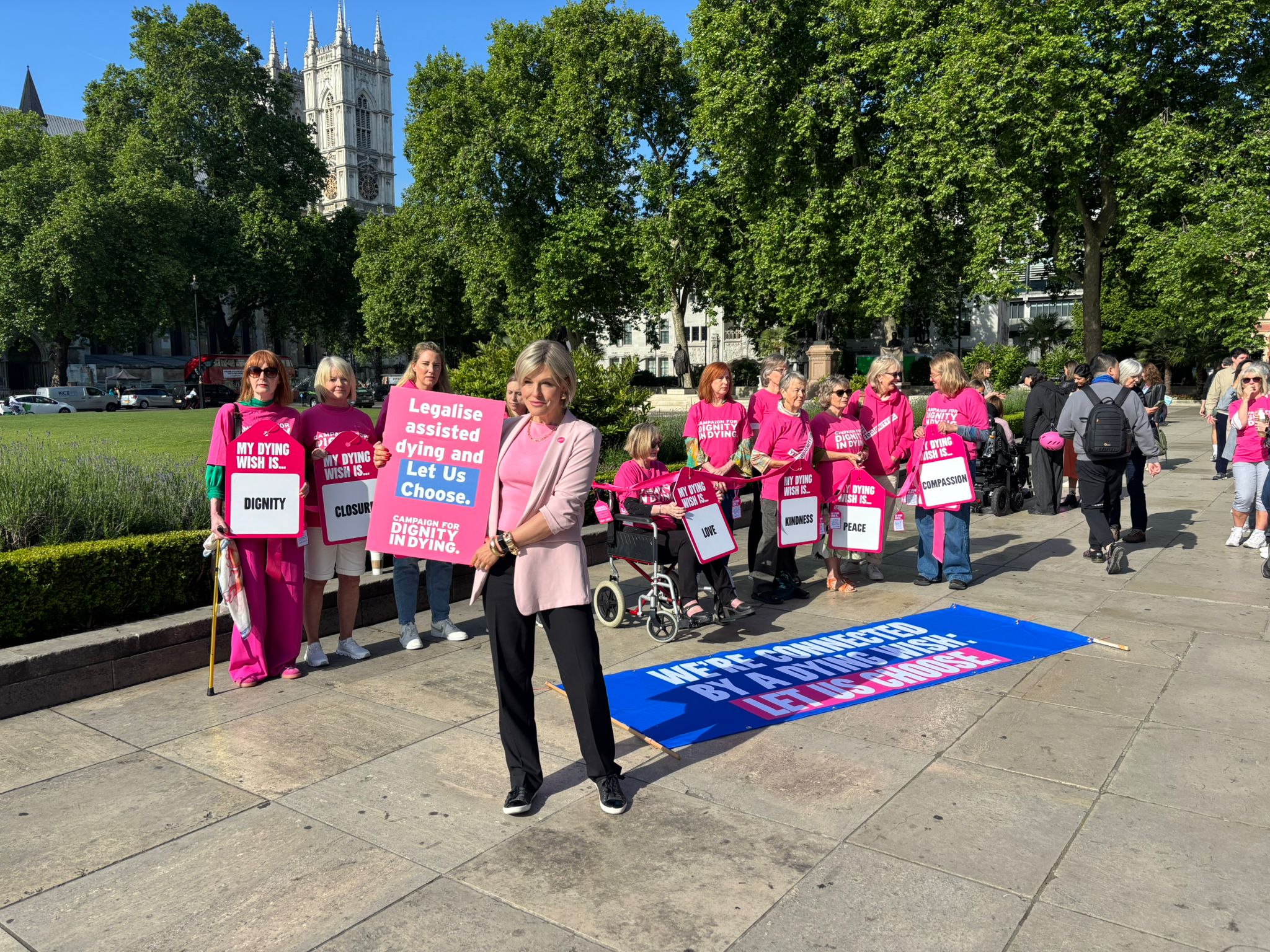 Rebecca Wilcox outside parliament