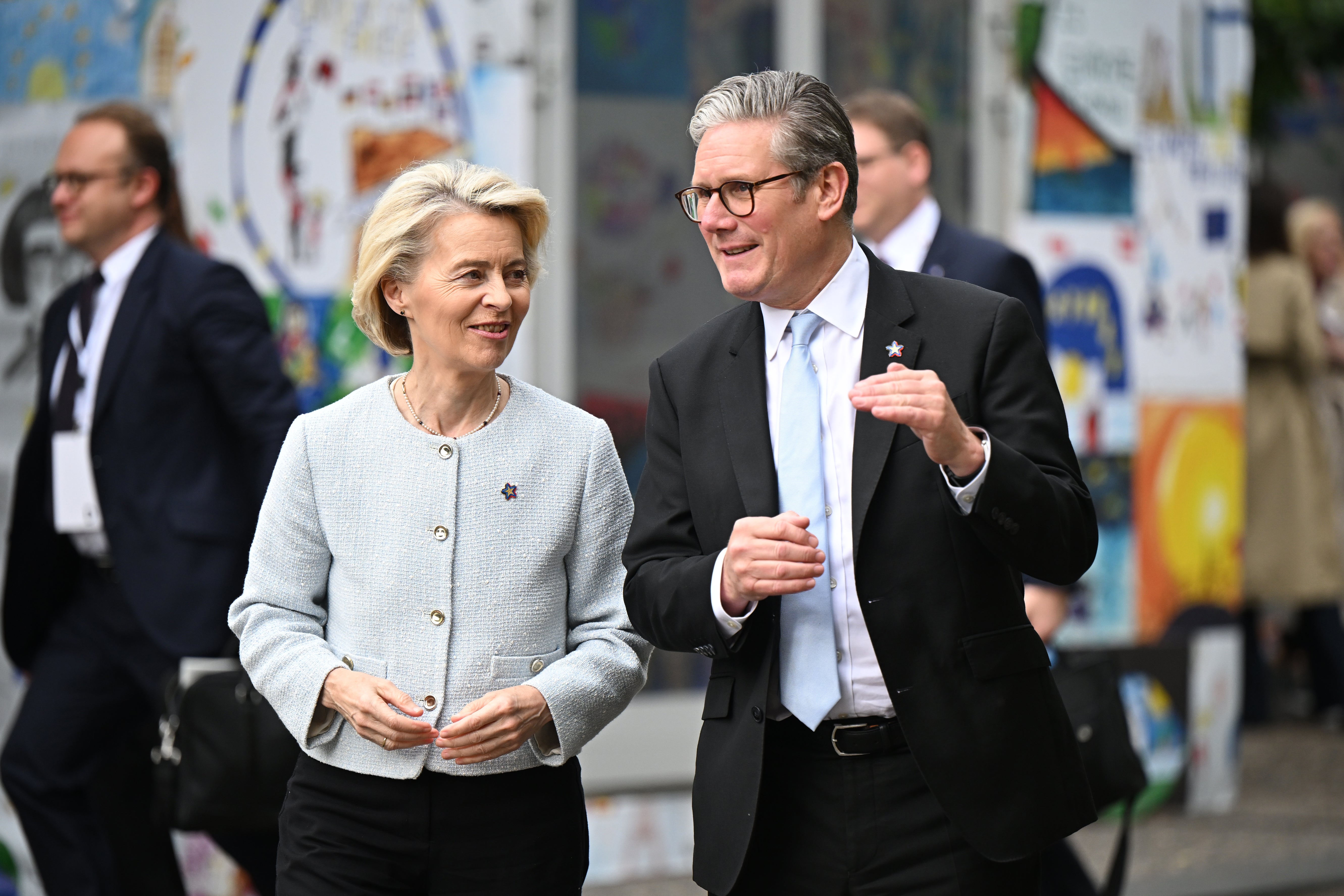 Prime Minister Sir Keir Starmer with president of the European Commission Ursula von der Leyen ahead of their bilateral meeting as he attends the European Political Community Summit in Tirana, Albania (Leon Neal/PA)