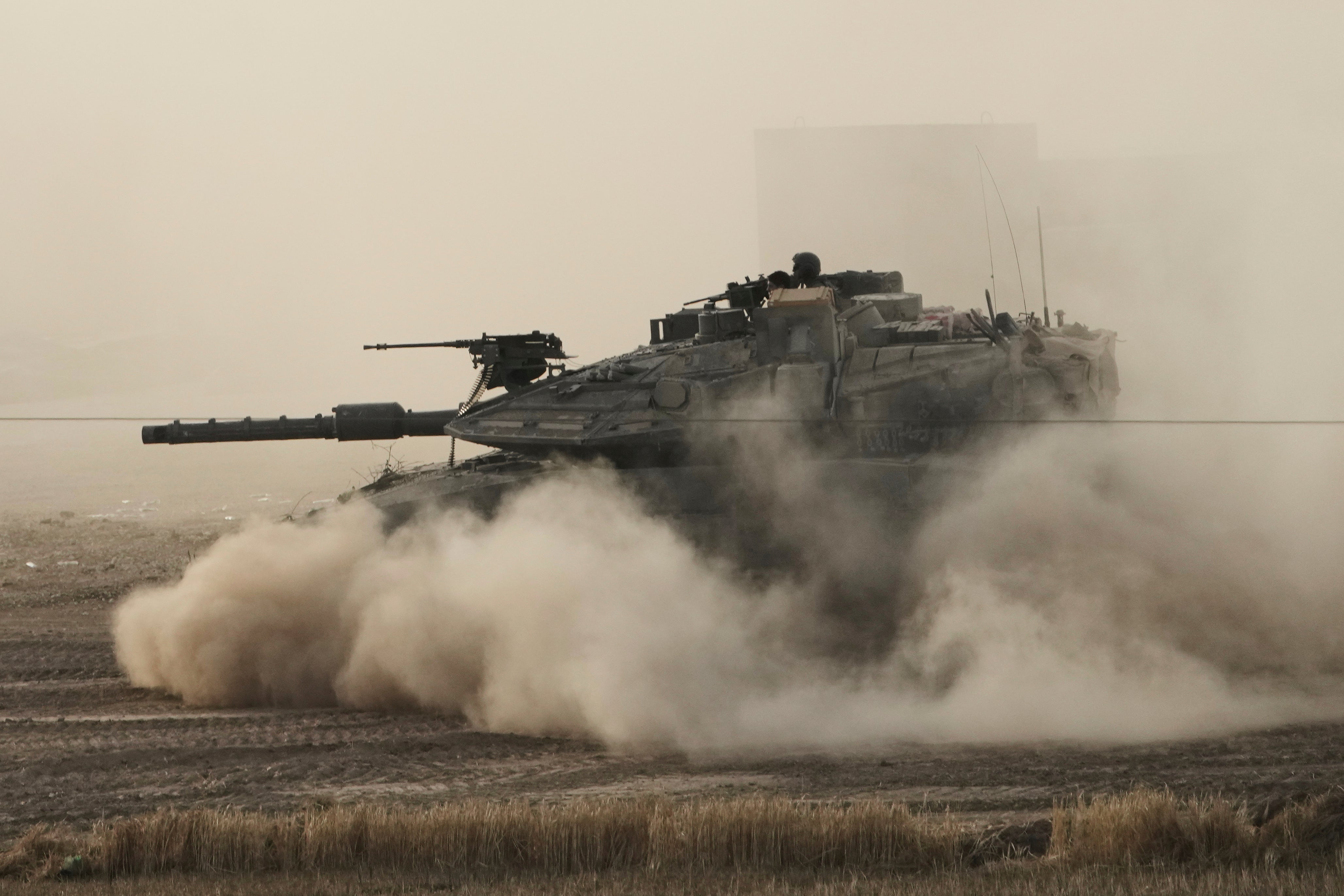 An Israeli tank near the southern border on May 16