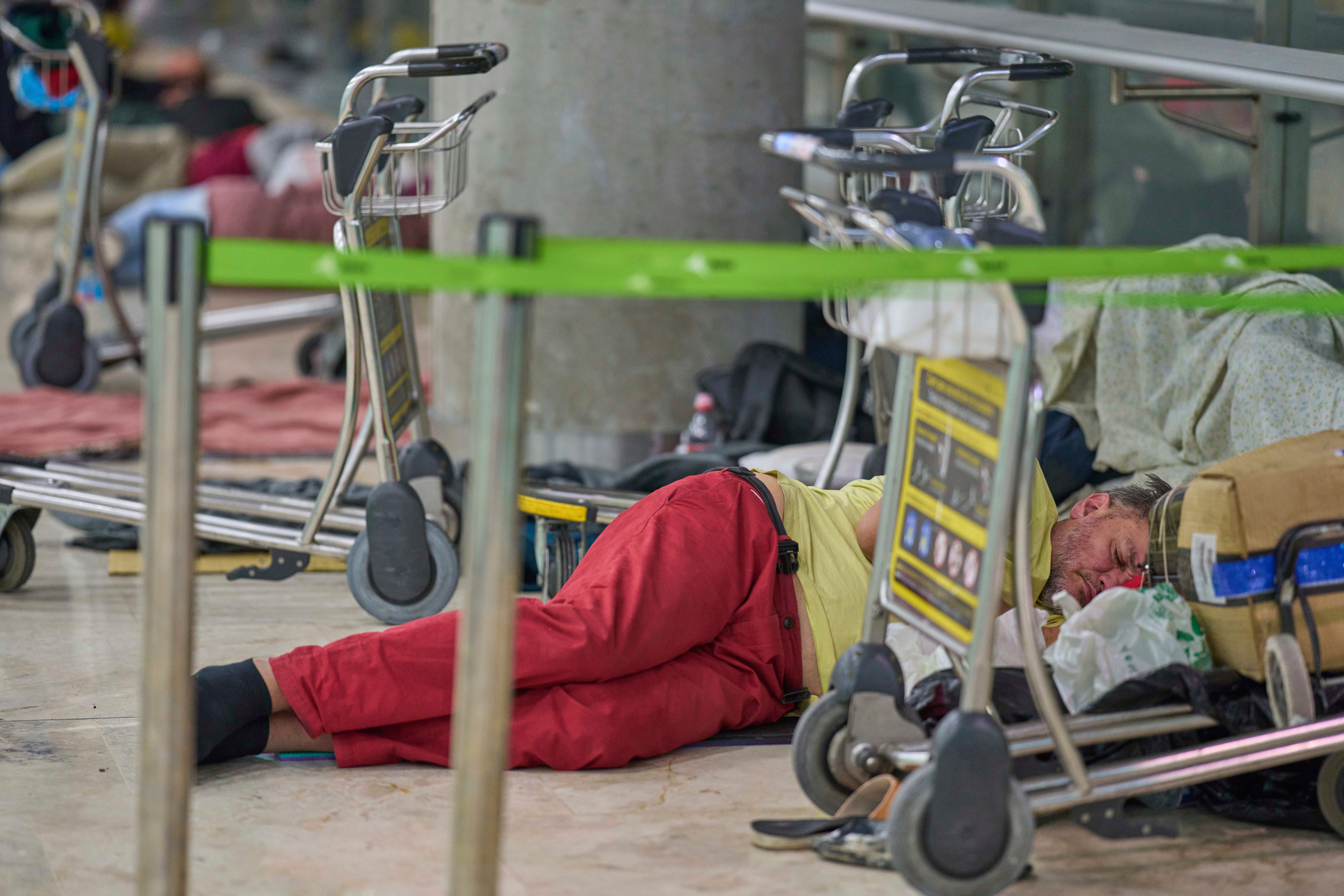 Spain Madrid Airport Homeless