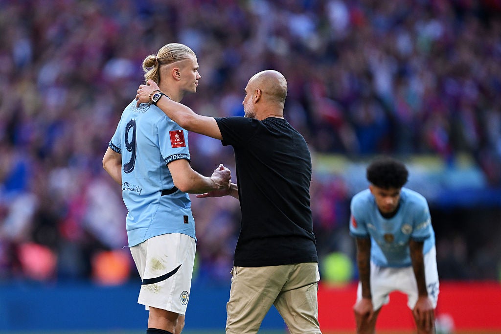 Pep Guardiola consoles Erling Haaland