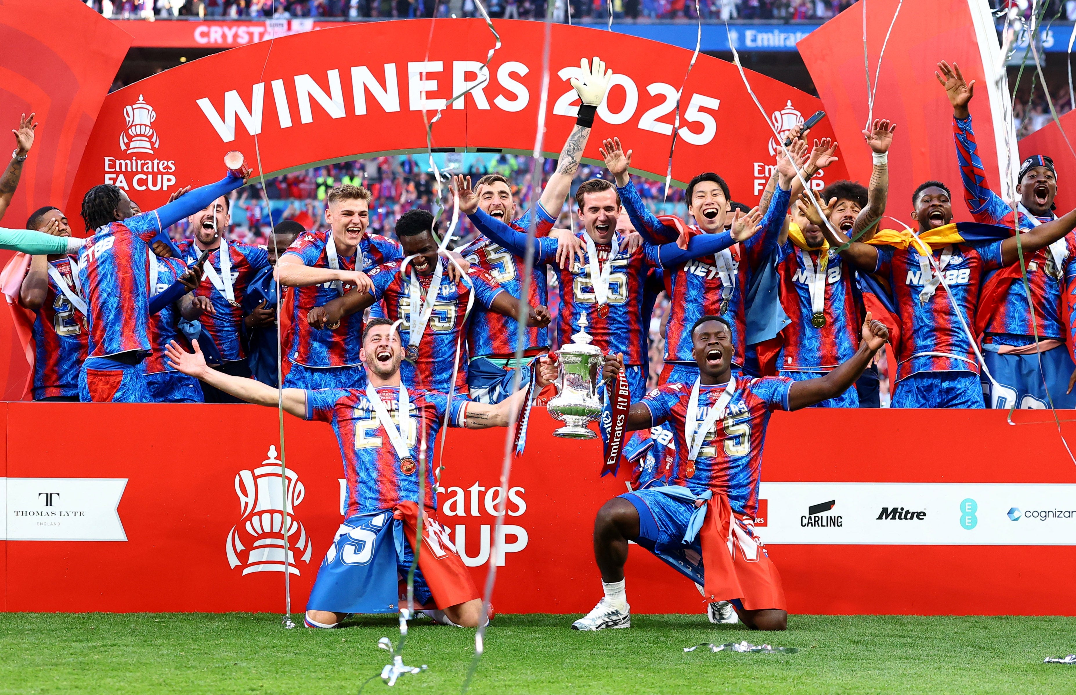 Crystal Palace celebrate winning the FA Cup