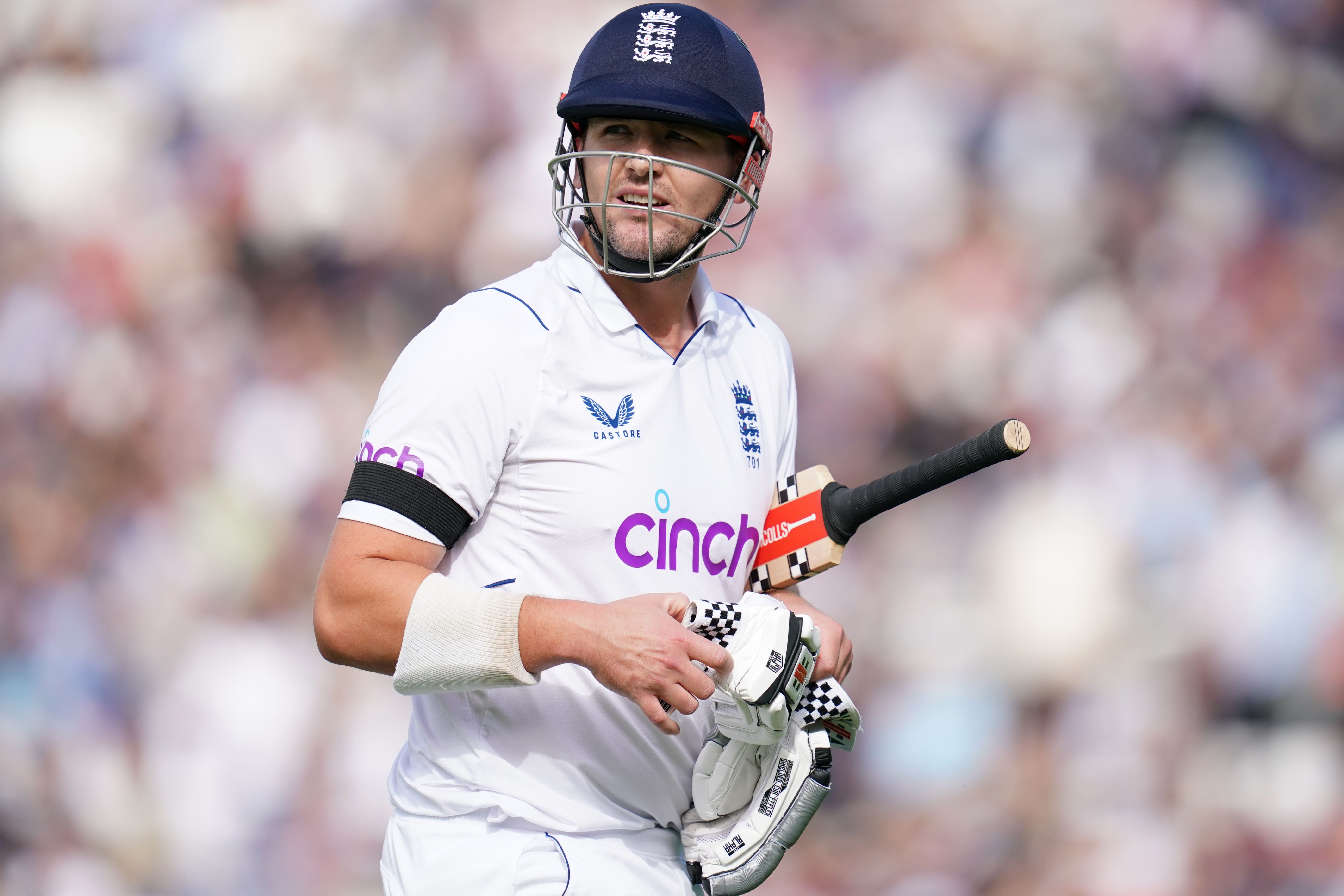 England’s Alex Lees walks off the field after being dismissed by South Africa’s Marco Jansen on day three of the third LV= Insurance Test match at the Kia Oval, London. Picture date: Saturday September 10, 2022.