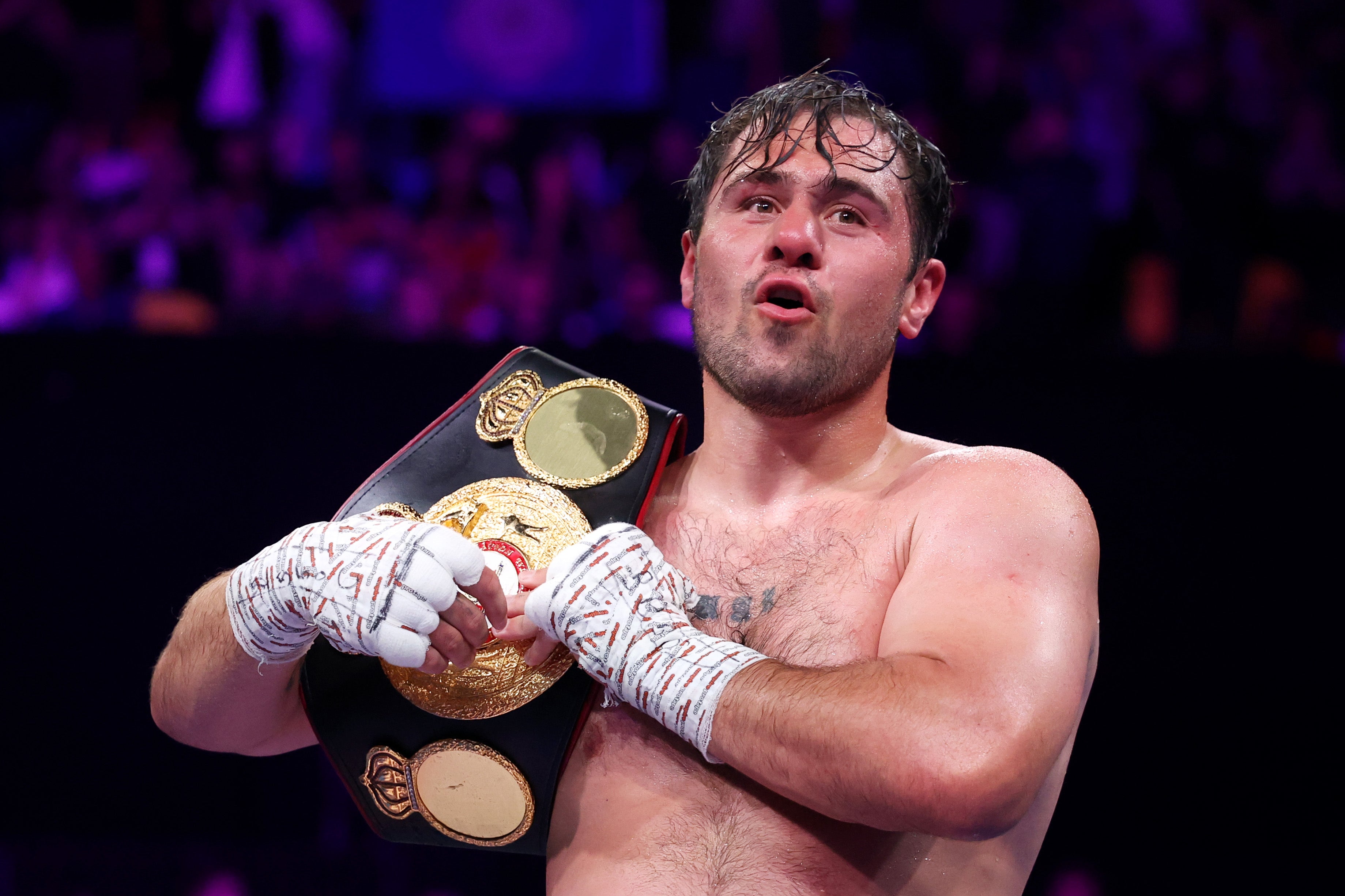 Allen celebrates his first title in boxing