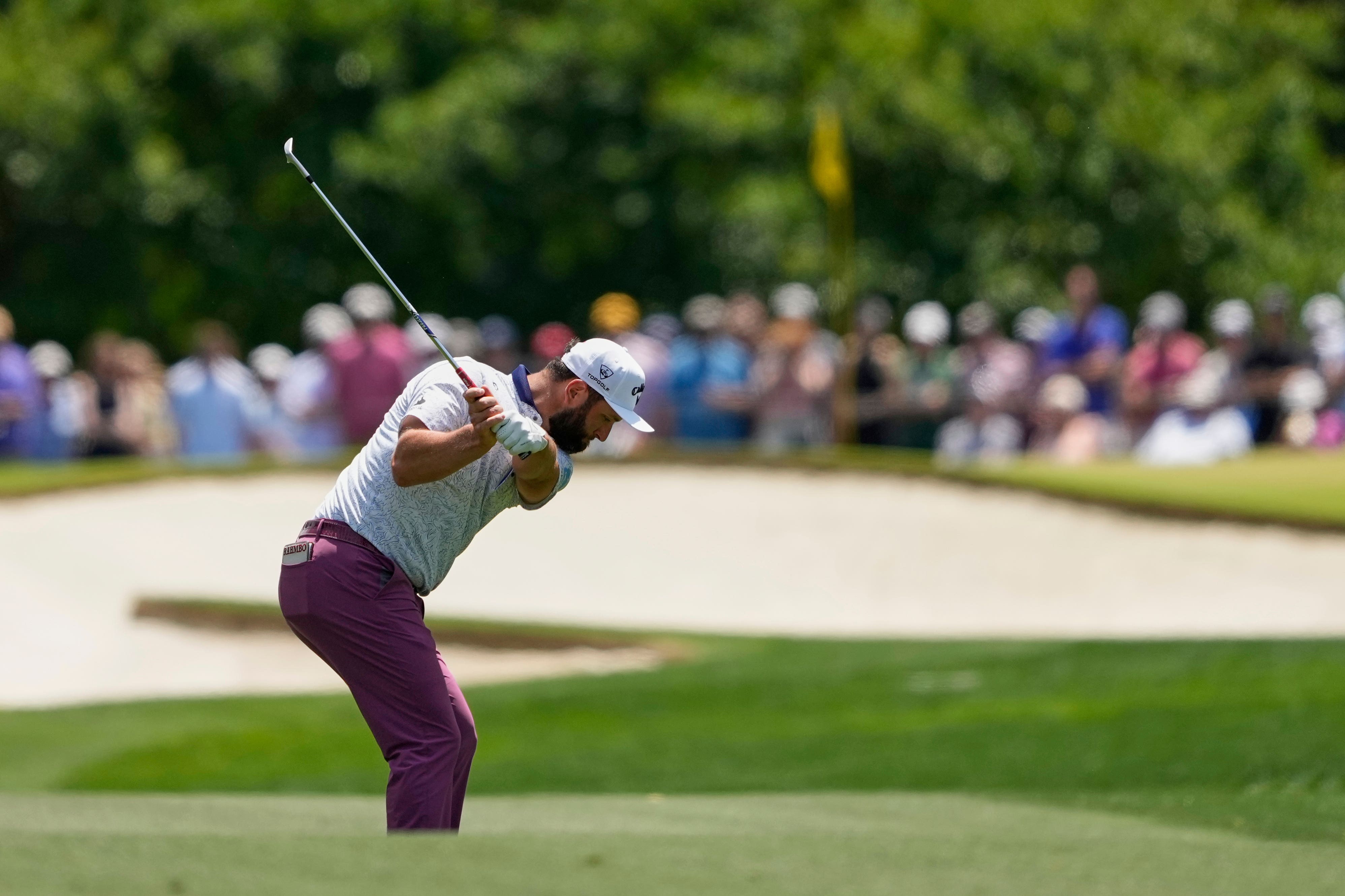 Jon Rahm hit a spectator with an errant shot in the third round of the US PGA Championship (Matt York/AP)