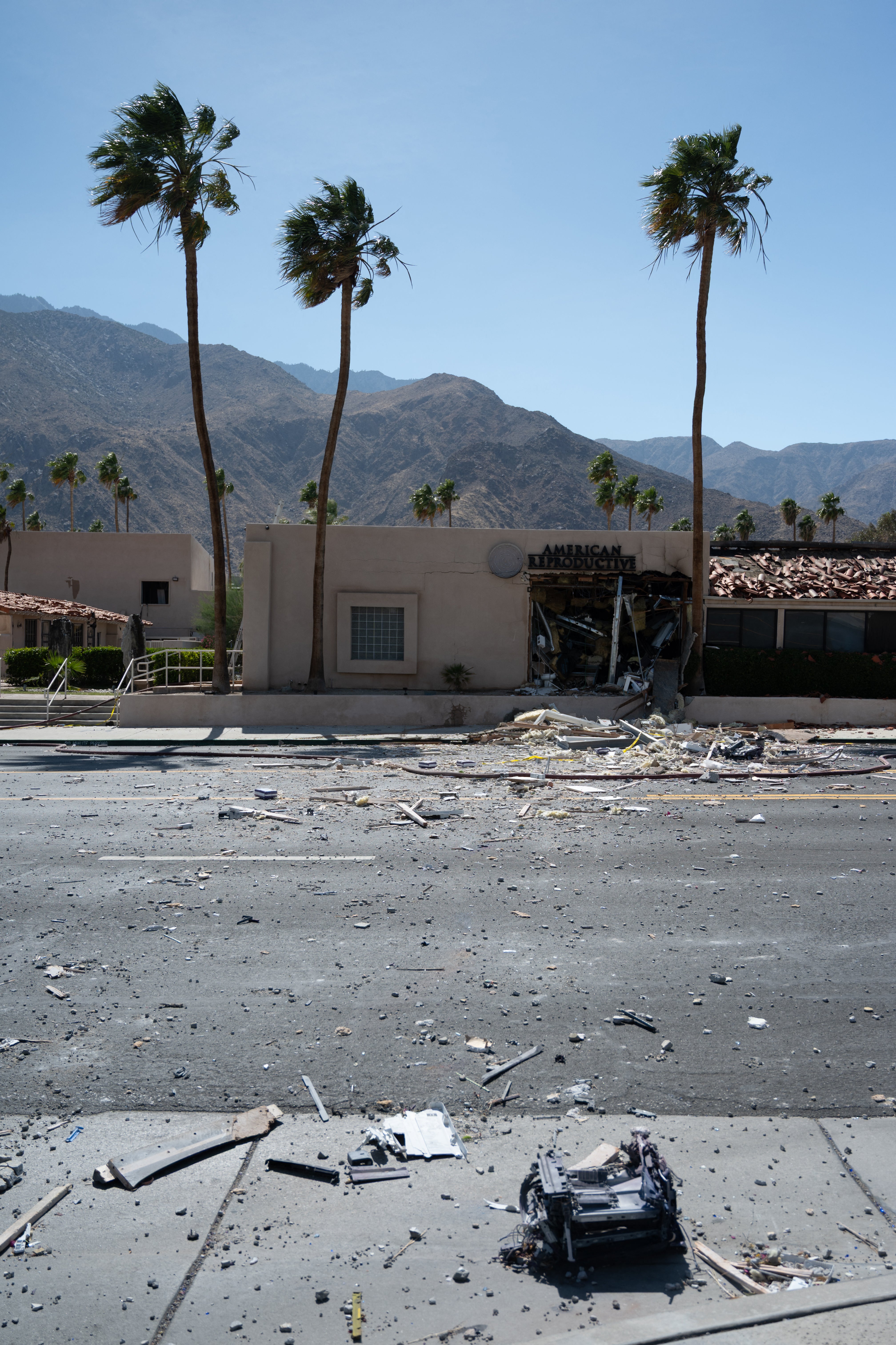 Debris outside the American Reproductive Centers fertility clinic
