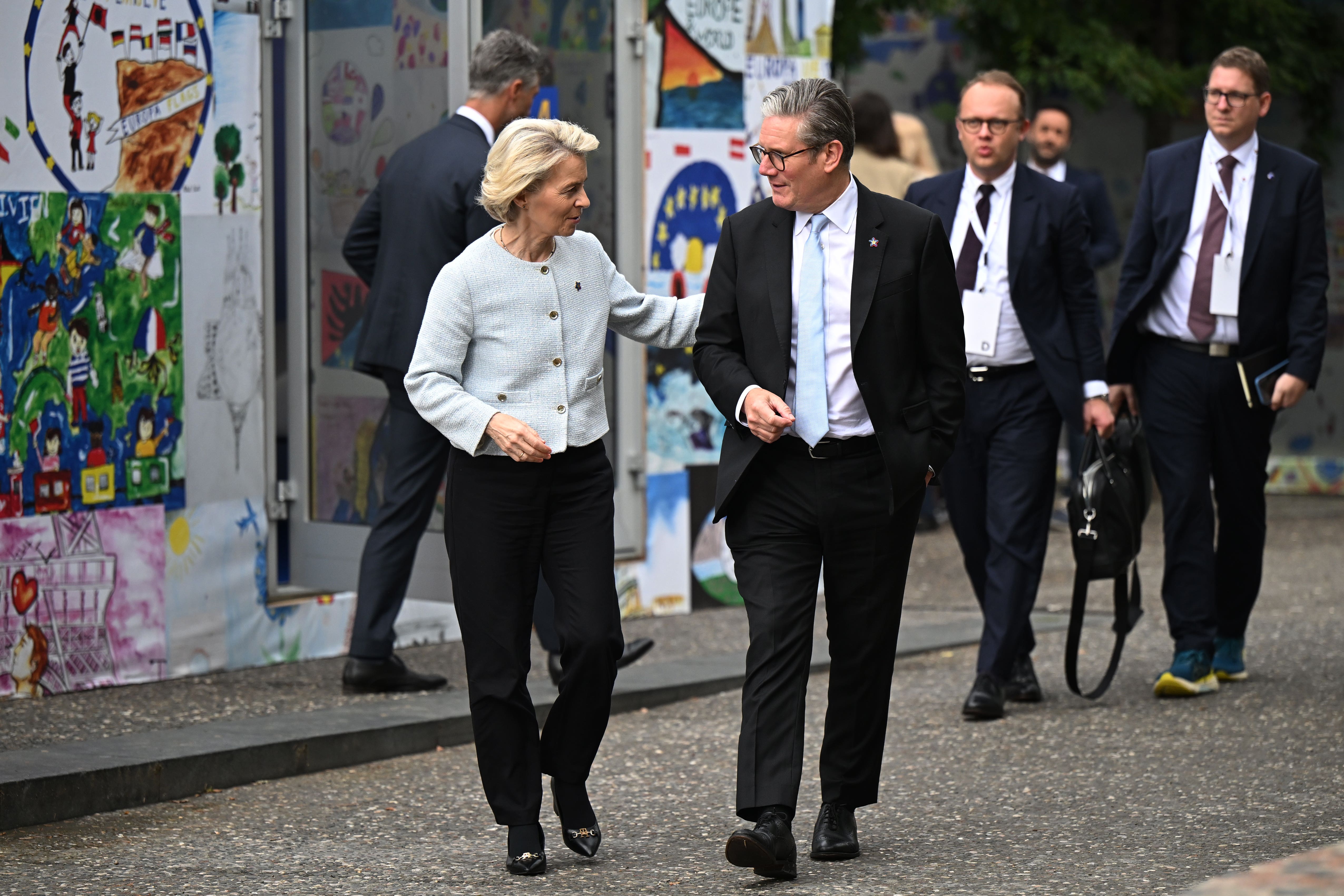 Sir Keir Starmer is set to meet Ursula von der Leyen again in London on Monday for the first UK-EU summit. (Leon Neal/PA)