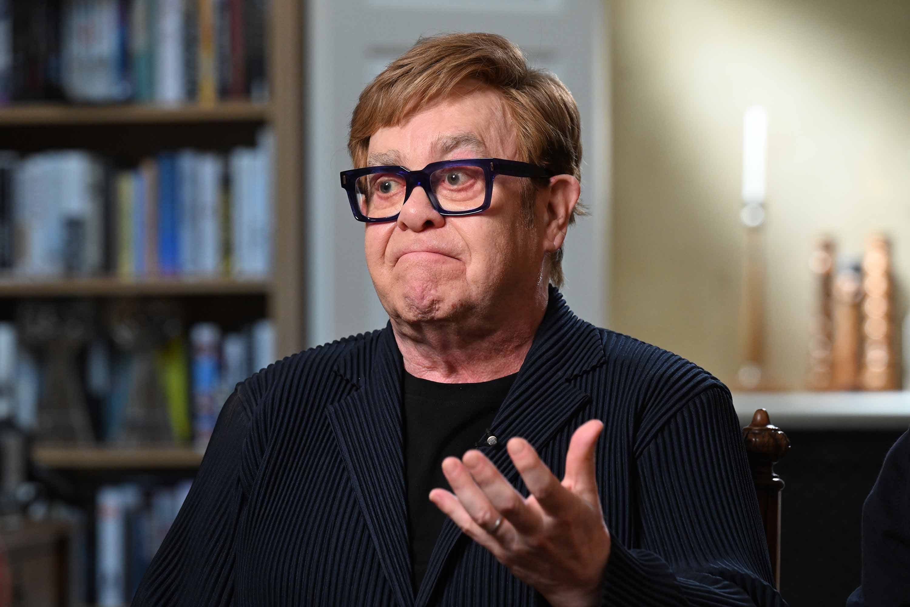 For use in UK, Ireland or Benelux countries only BBC handout photo dated 17/05/25 of Sir Elton John appearing on the BBC 1 current affairs programme, Sunday With Laura Kuenssberg (Jeff Overs/BBC/PA)