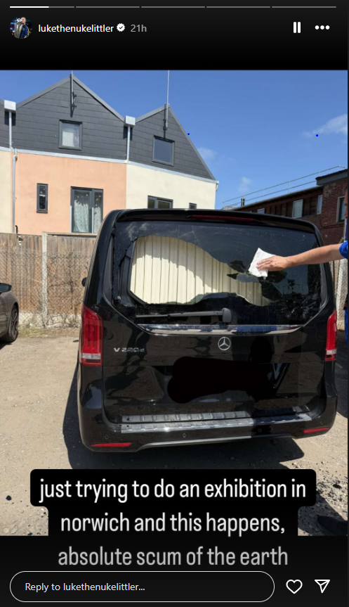Luke Littler posted the image of his vandalised van on Instagram