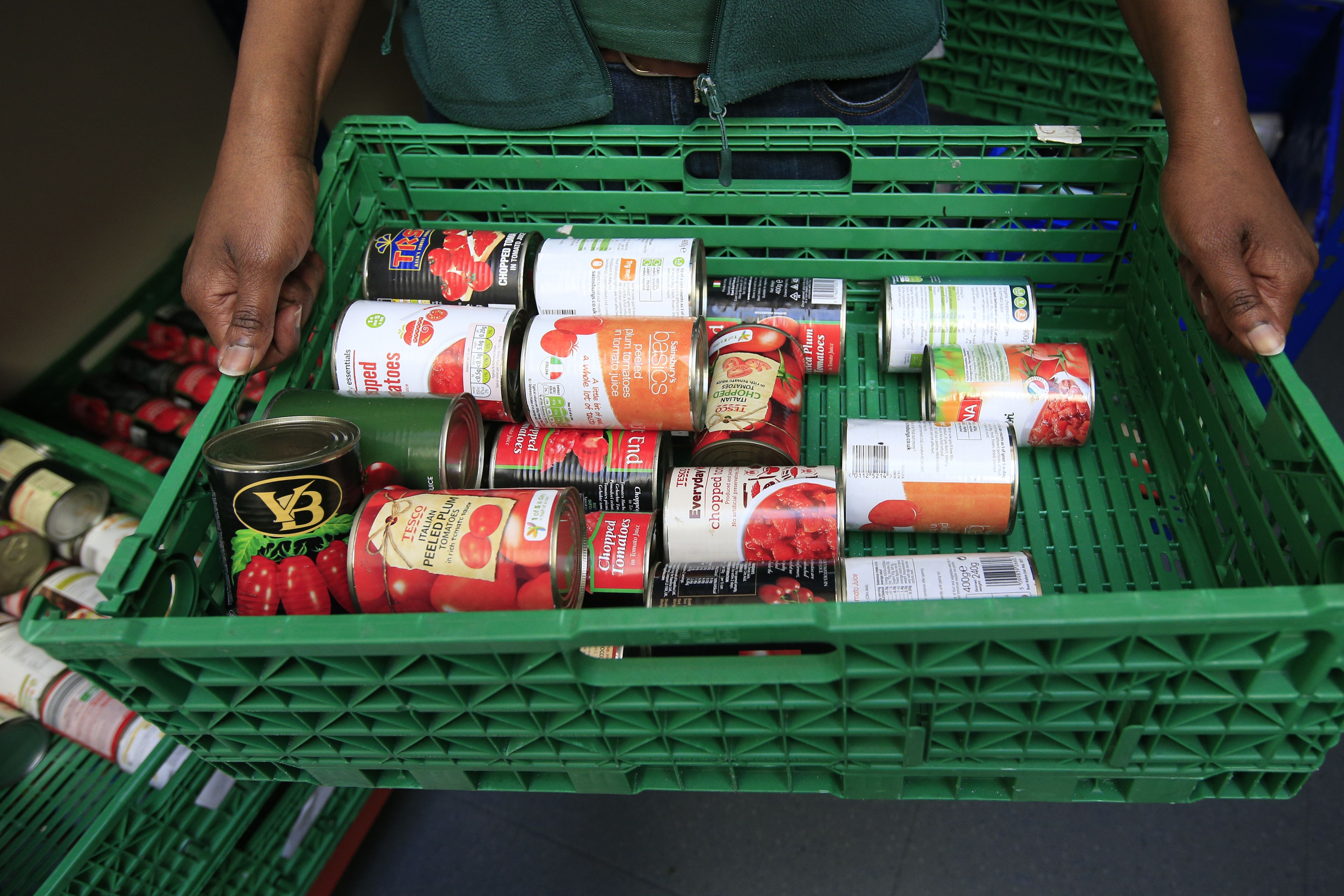 Stocks of food at a foodbank (Jonathan Brady/PA)