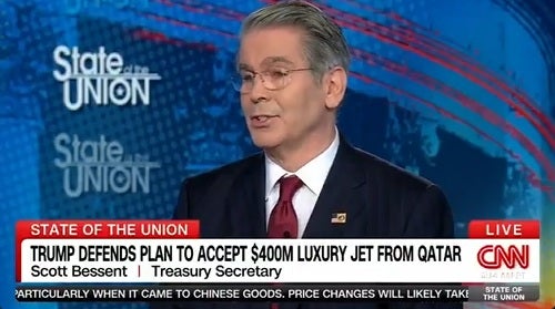 Treasury Secretary Scott Bessent claimed that a $400m jet gifted to Donald Trump from Qatar would go to the US government