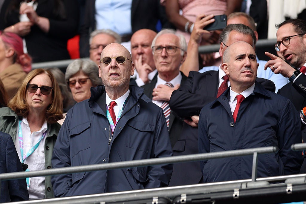 Avram Glazer, co-owner of Manchester United and Omar Berrada, CEO of Manchester United watch on from the stands