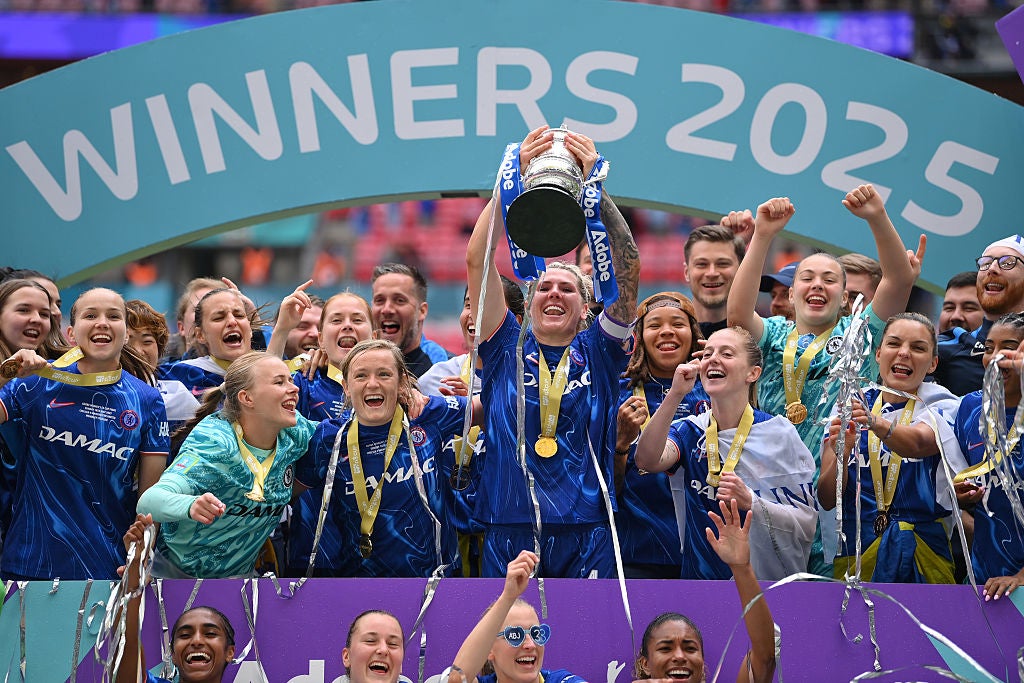 Chelsea lifted the Women's FA Cup to complete the Treble