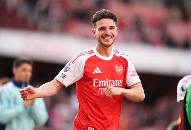 <p>Declan Rice hit the only goal of the game at the Emirates</p>