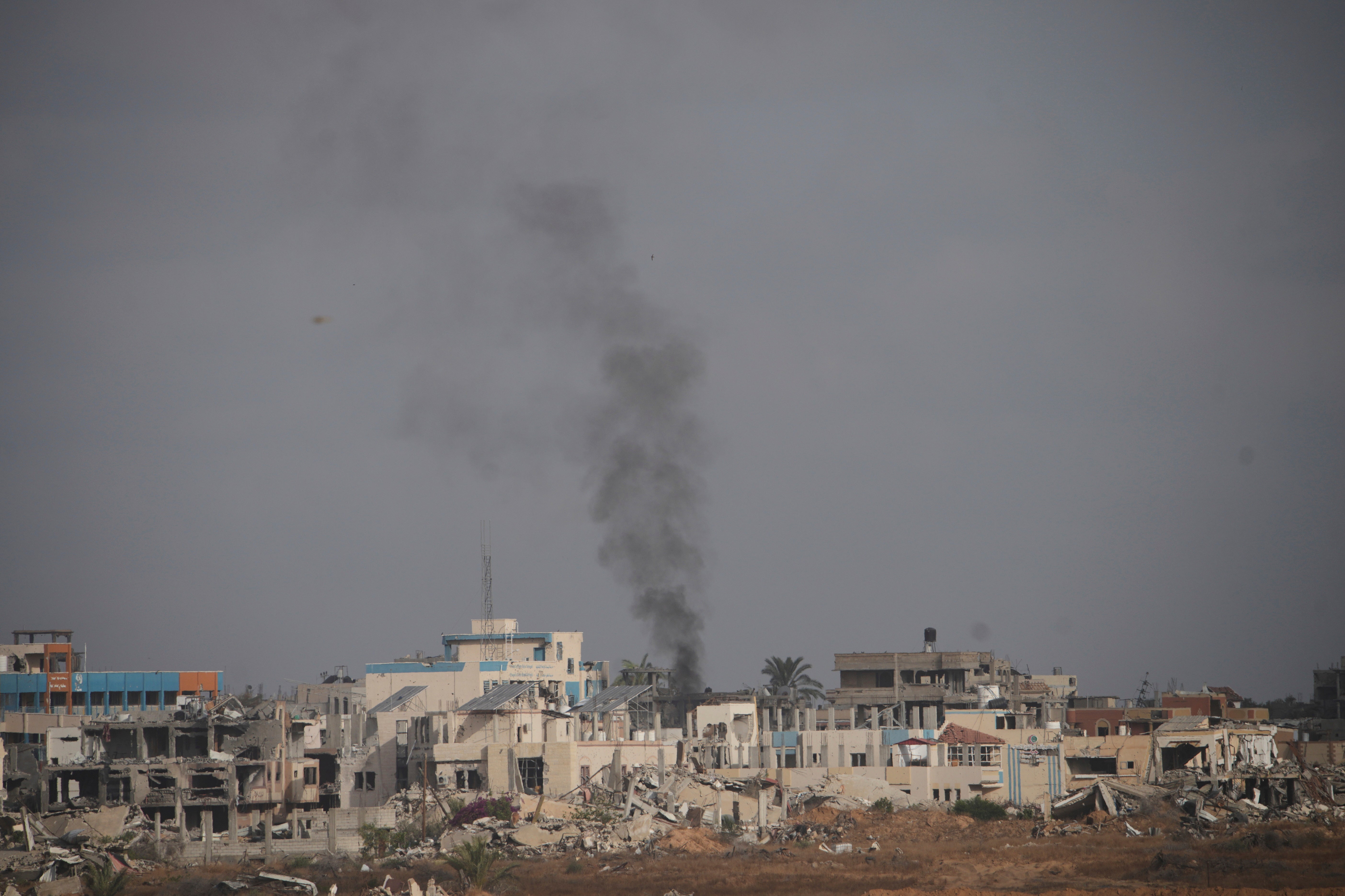 Smoke rises following an Israeli army bombardment in Khan Younis, Gaza