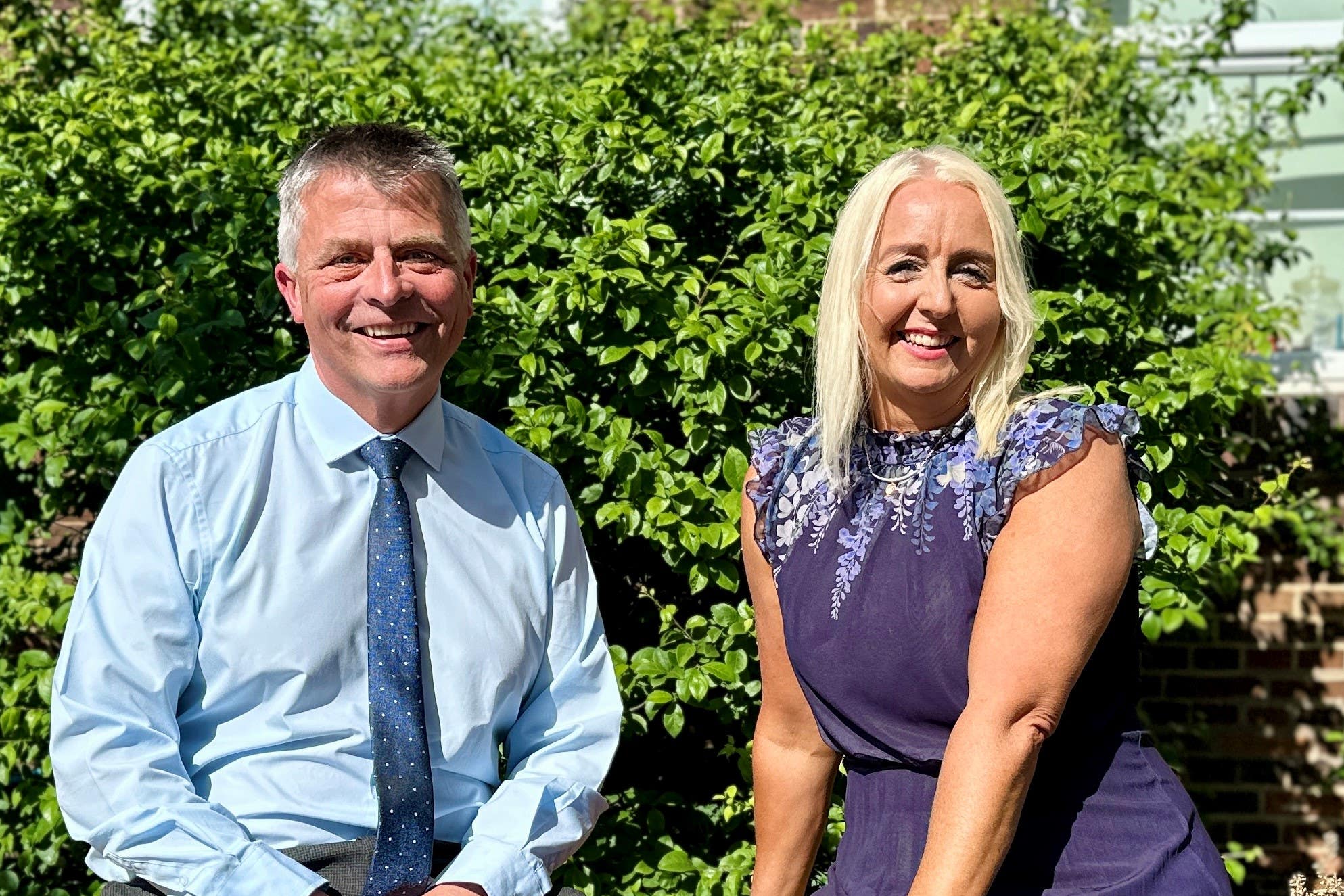 Adrian Antell, headteacher of Farnborough Road Junior School in Southport, and Jennifer Sephton, headteacher of Farnborough Road Infant School, will be taking on a skydive in memory of former pupil Elsie Dot Stancombe (Sefton Council/PA)