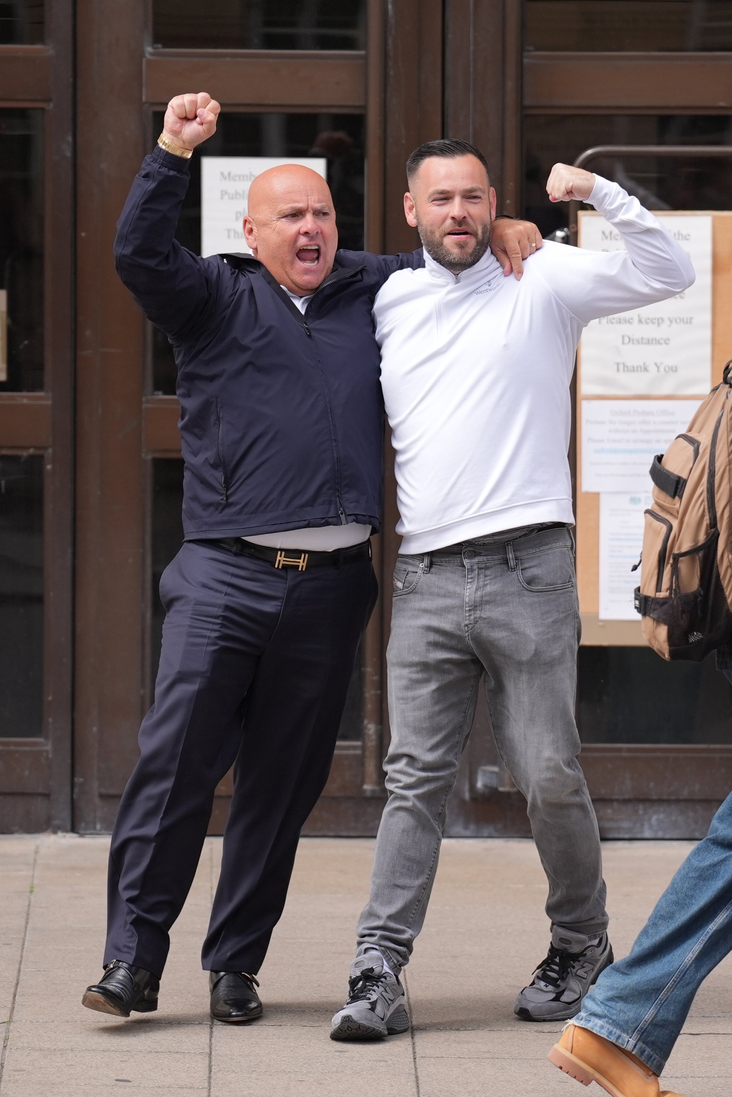 Frederick Doe, 36, also known as Frederick Sines, (right) with his father outside Oxford Crown Court after being sentenced