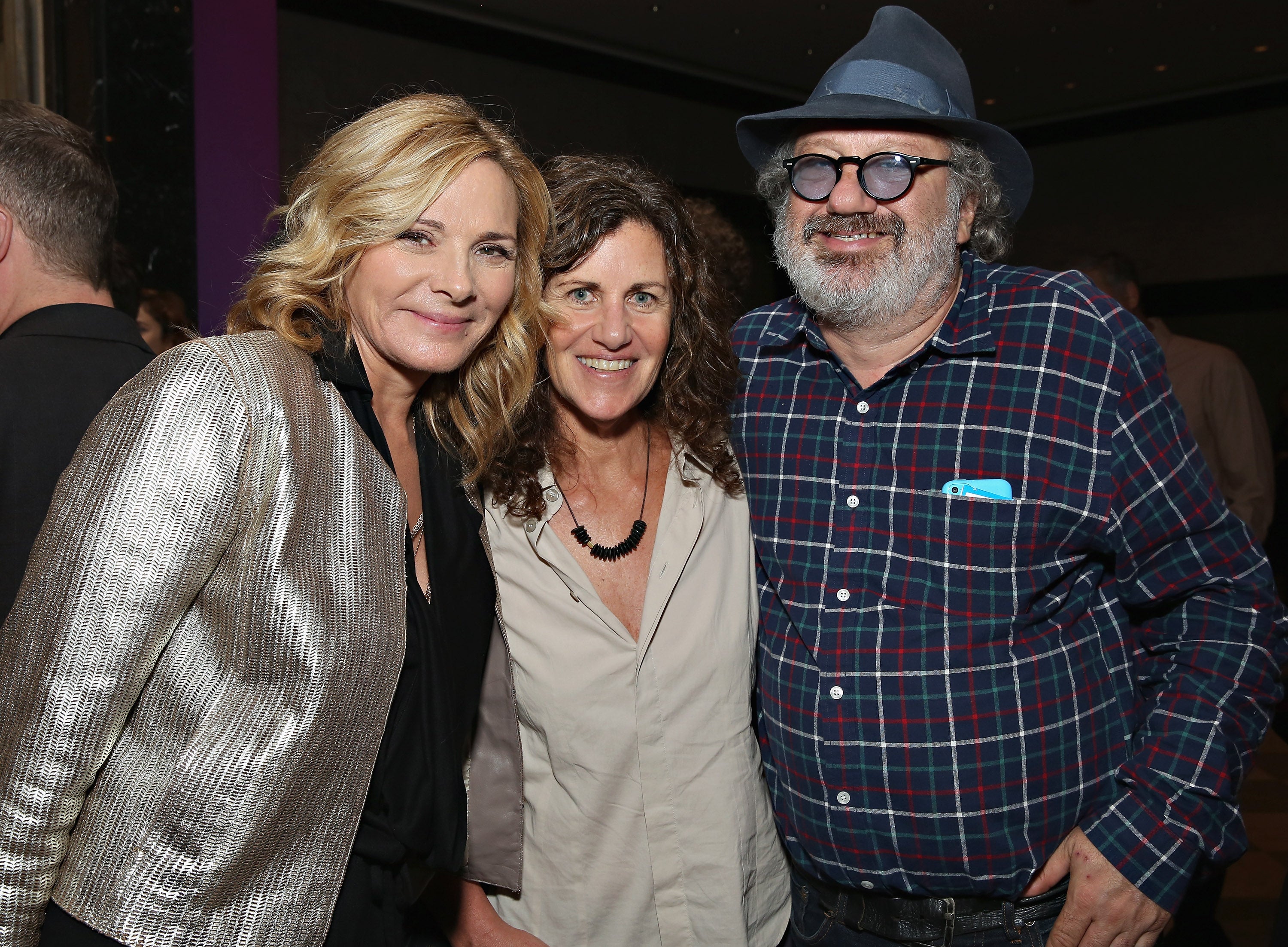 Hal Willner (right) and wife Shelia Rogers (center) with actress Kim Cattrall in New York City in 2014