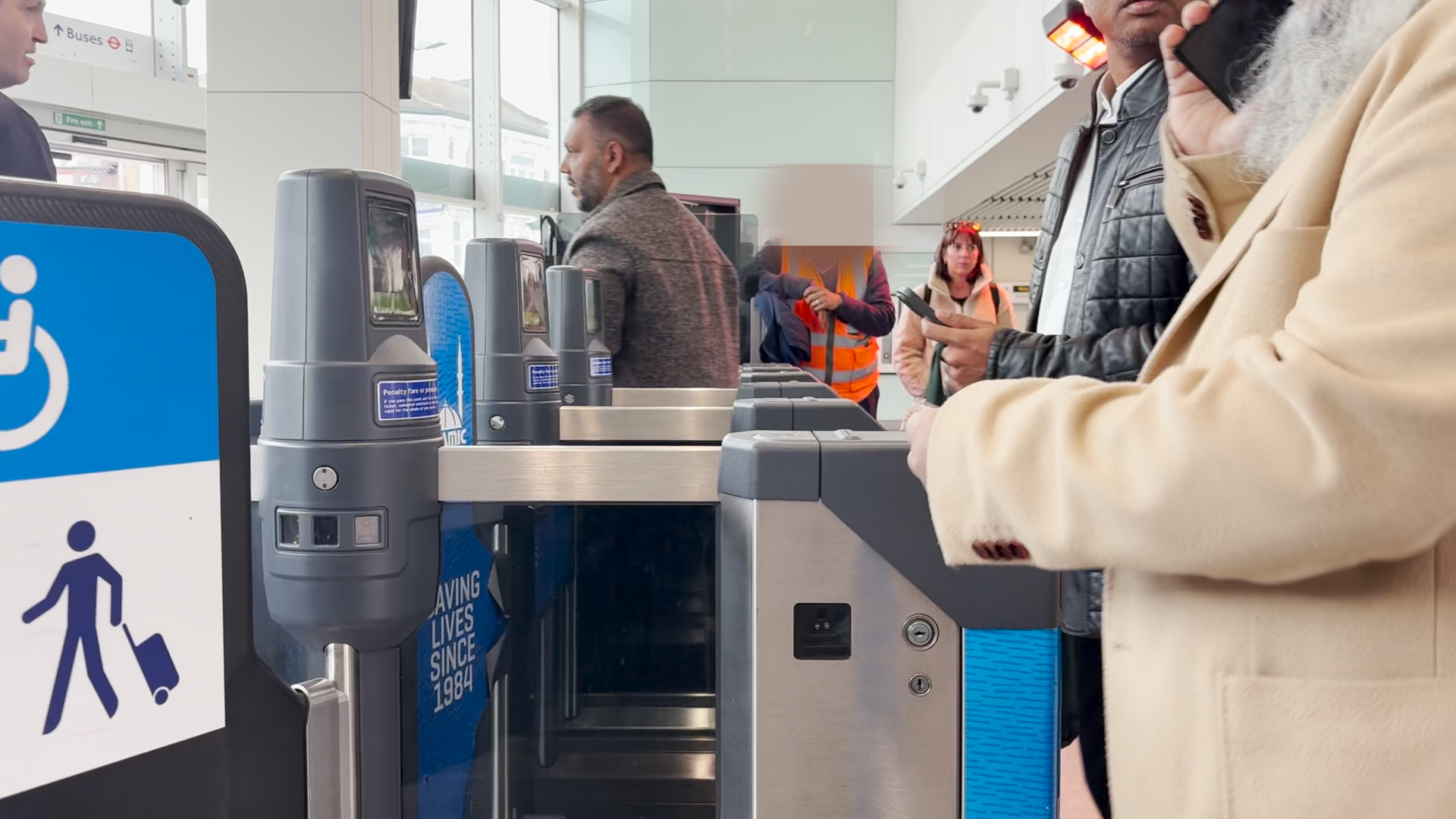 Fare barrier at Ilford tube station