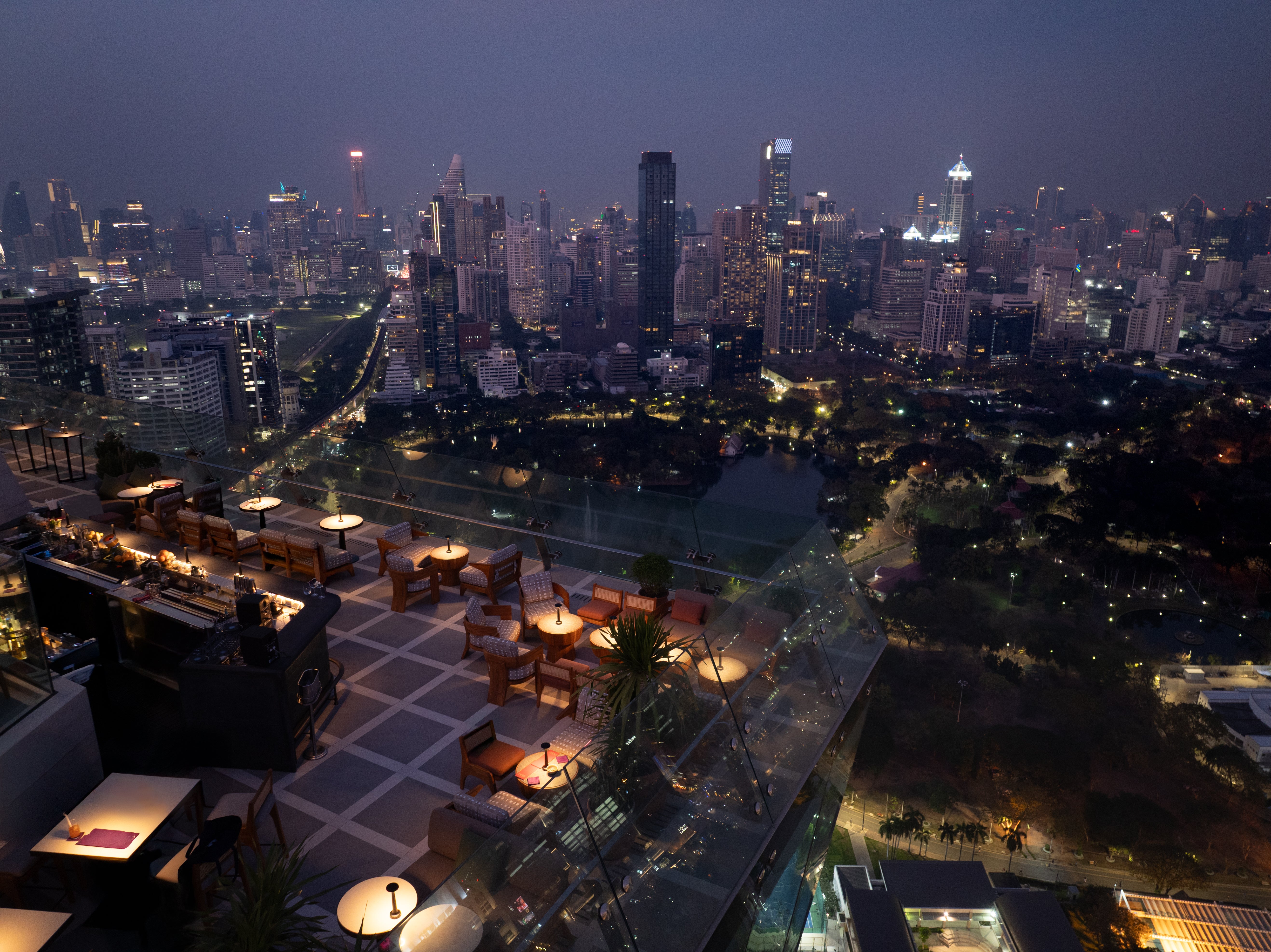 <p>The Spire Rooftop Bar at Dusit Thani offers unbeatable views of the Bangkok cityscape</p>