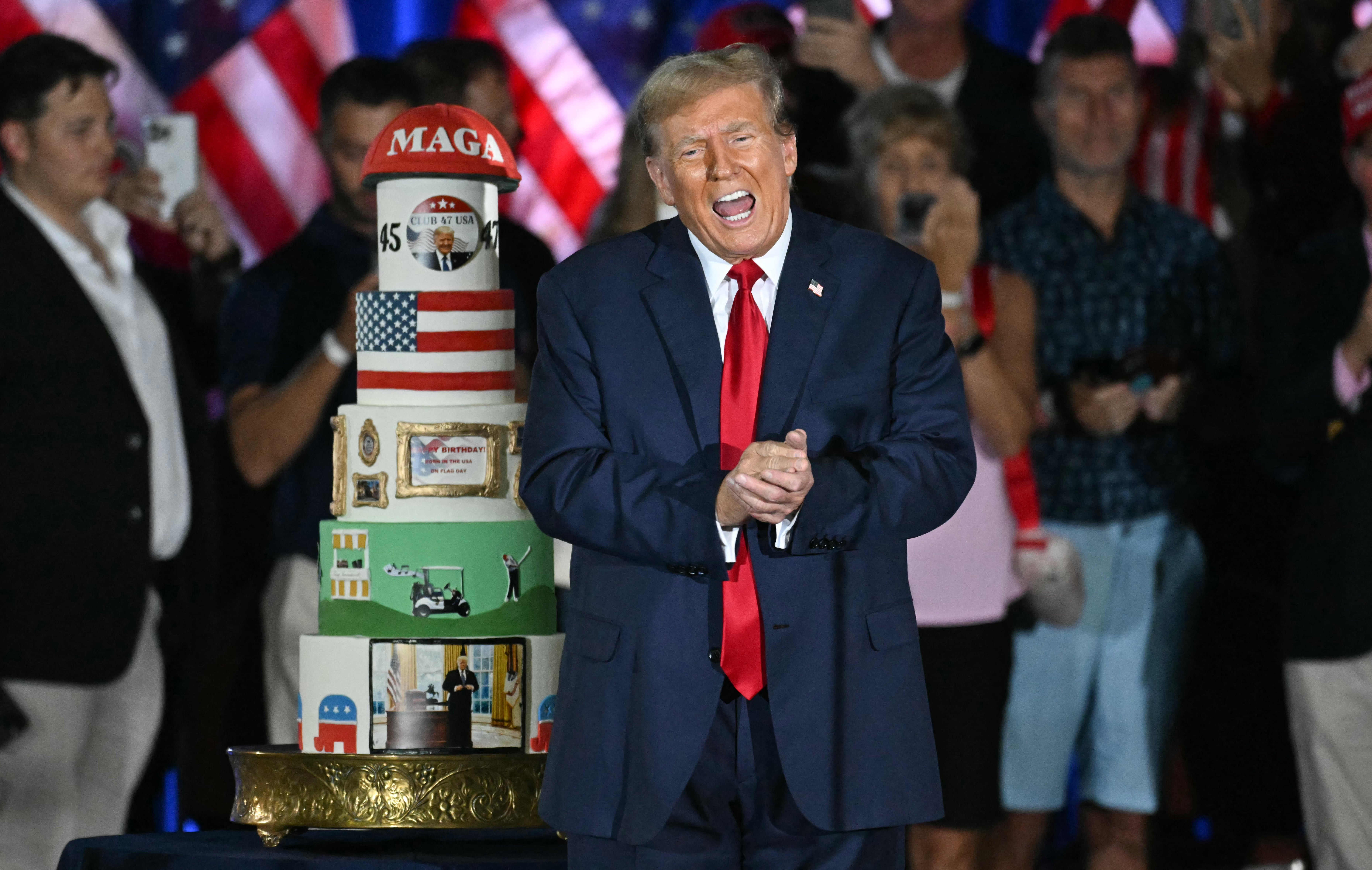 Donald Trump, pictured in West Palm Beach on his 78th birthday, has ordered a lavish military parade to celebrate the Army's 250th anniversary on June 14
