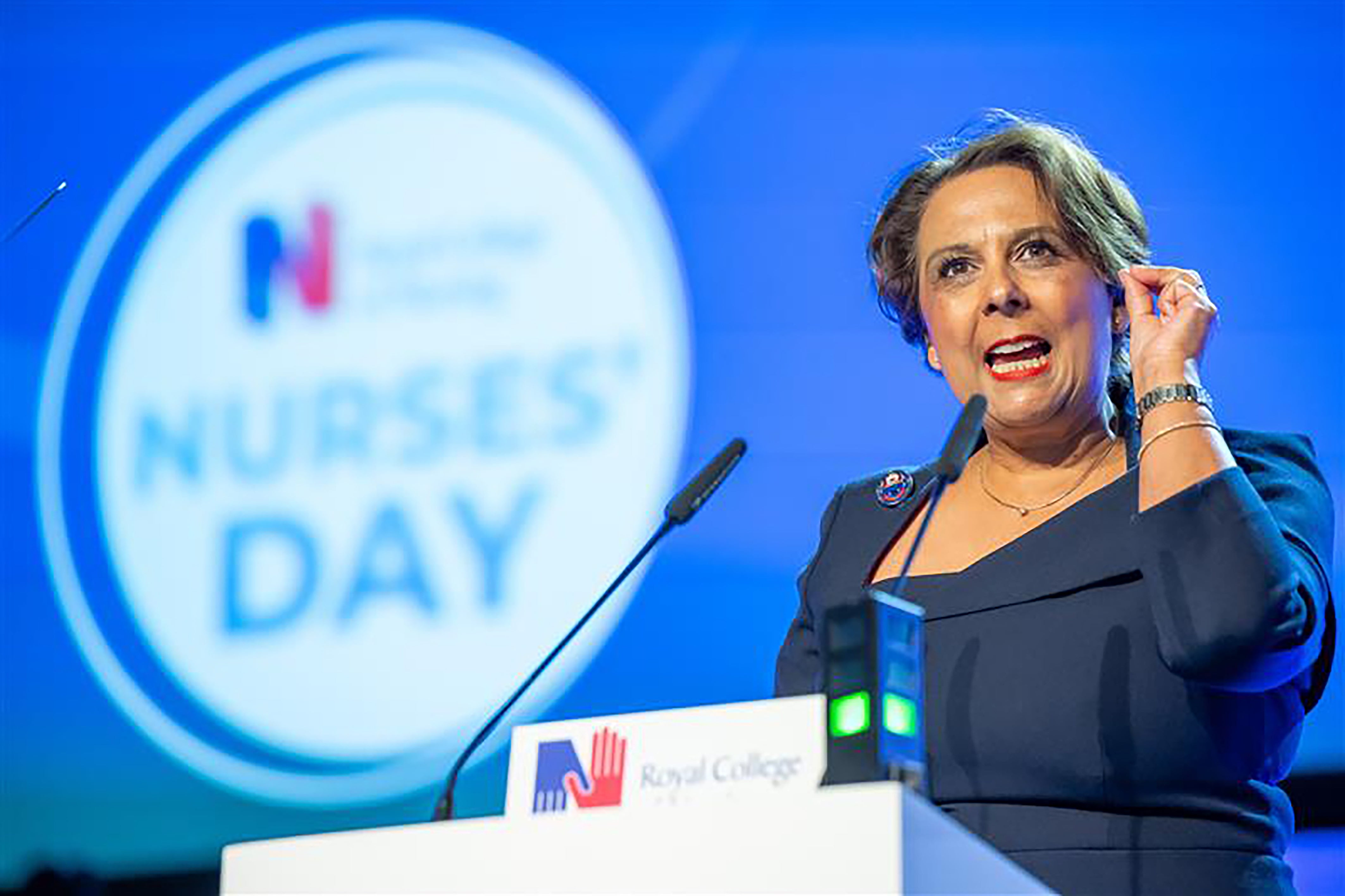 Professor Nicola Ranger delivering a keynote speech at the RCN annual congress in Liverpool