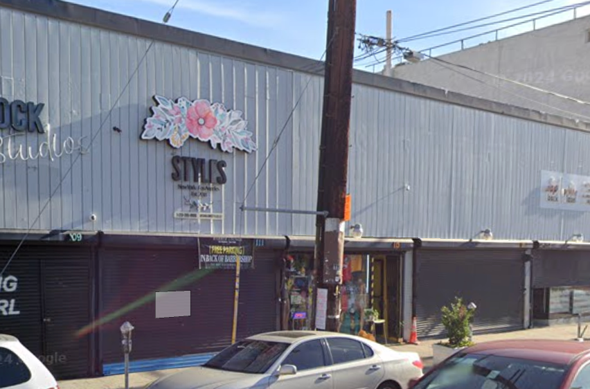 The Syles Barber Lounge in Los Angeles. The barbershop's owner has installed a speaker that blasts 'Baby Shark' to deter homeless people, he said