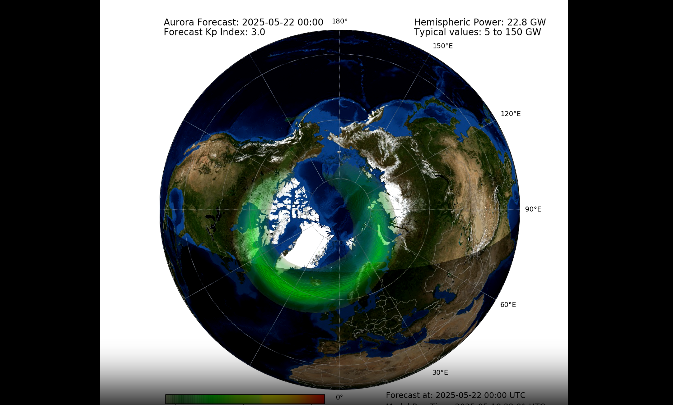The forecasts of Aurora Du Met Office for Thursday, May 22, 2025, show the north of the United Kingdom and Ireland