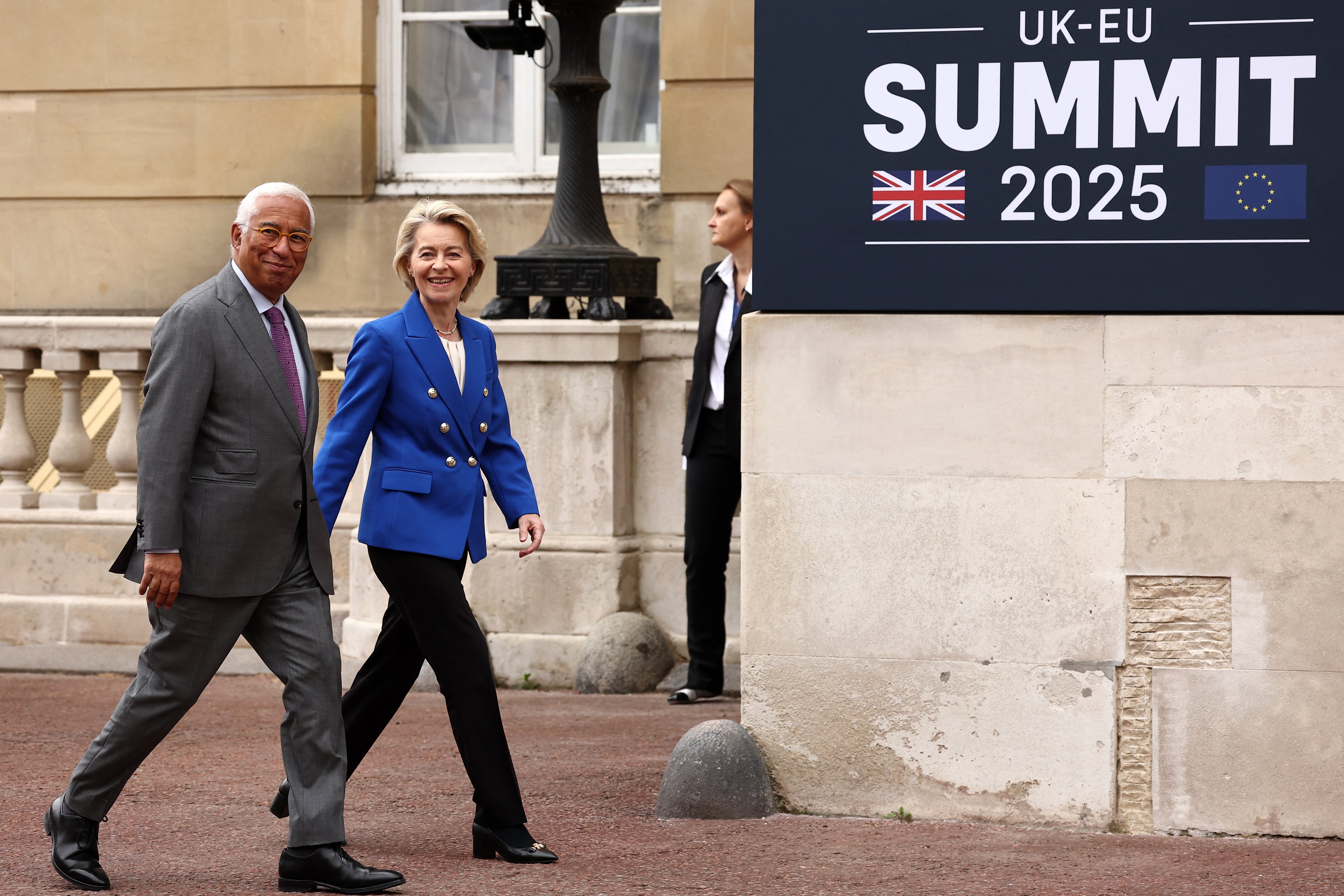 Ursula von der Leyen and European Council president Antonio Costa arriving at the summit empty-handed