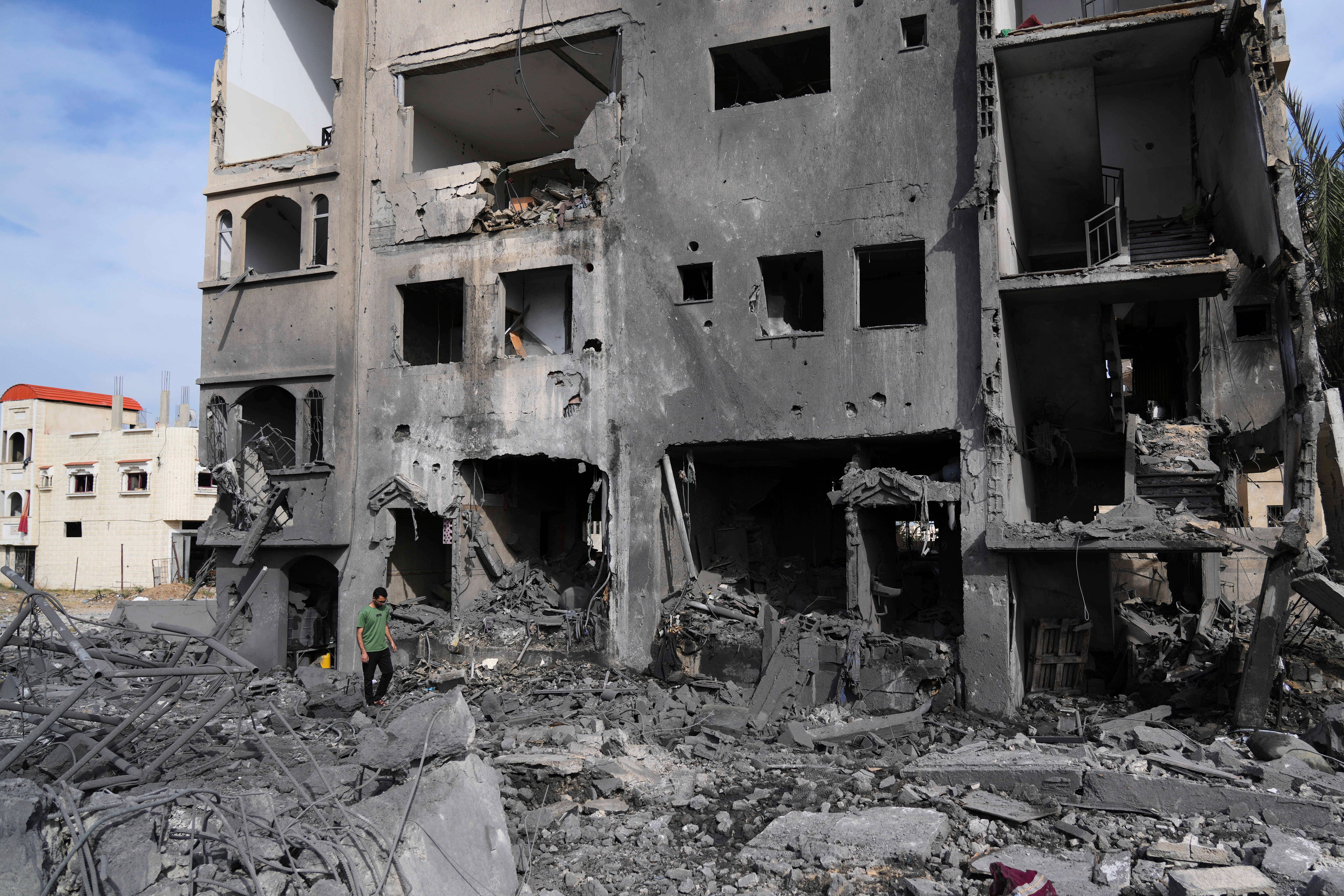 Housing destroyed by Israeli airstrikes in Khan Younis