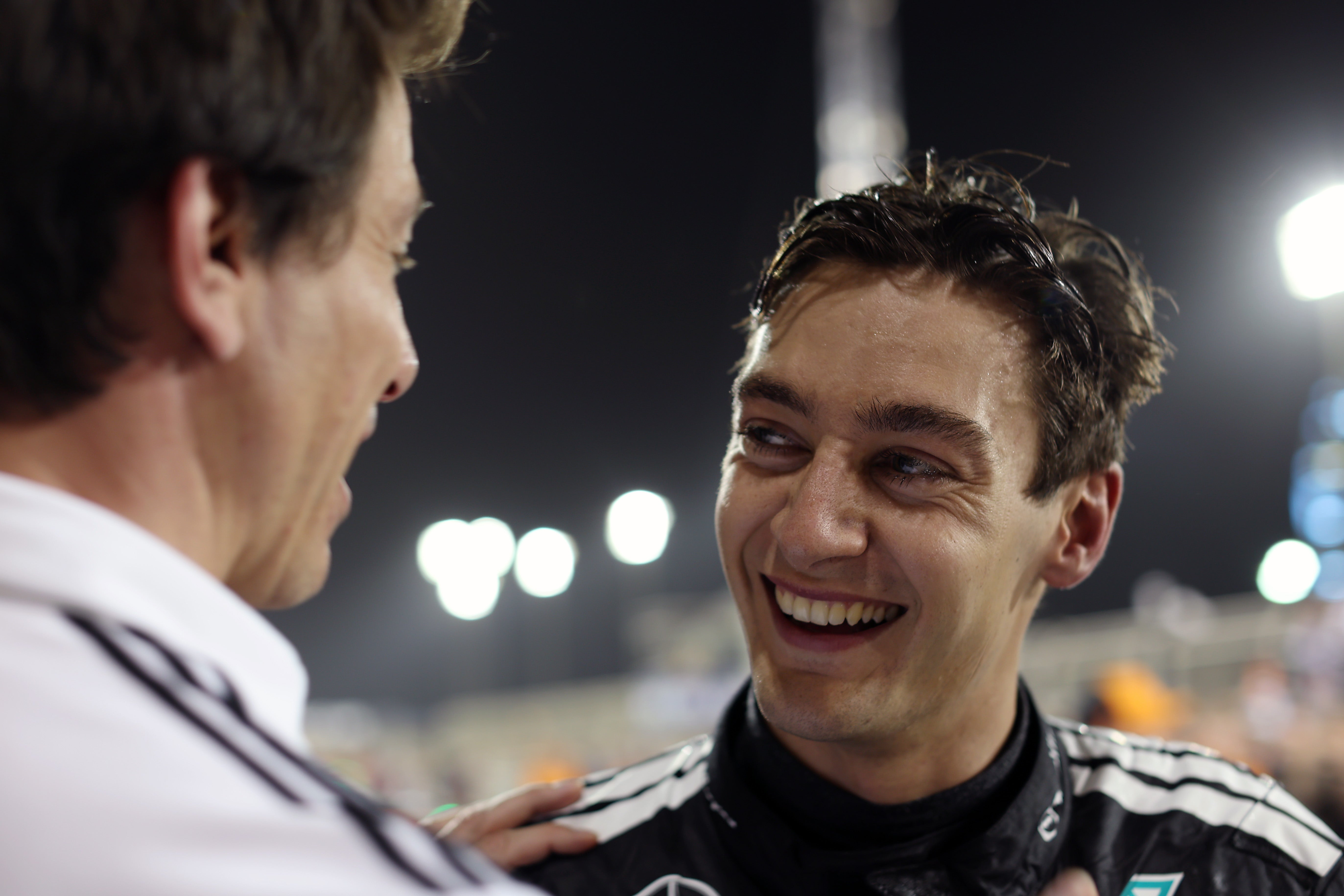 The 27-year-old alongside Mercedes boss Toto Wolff in Bahrain last month